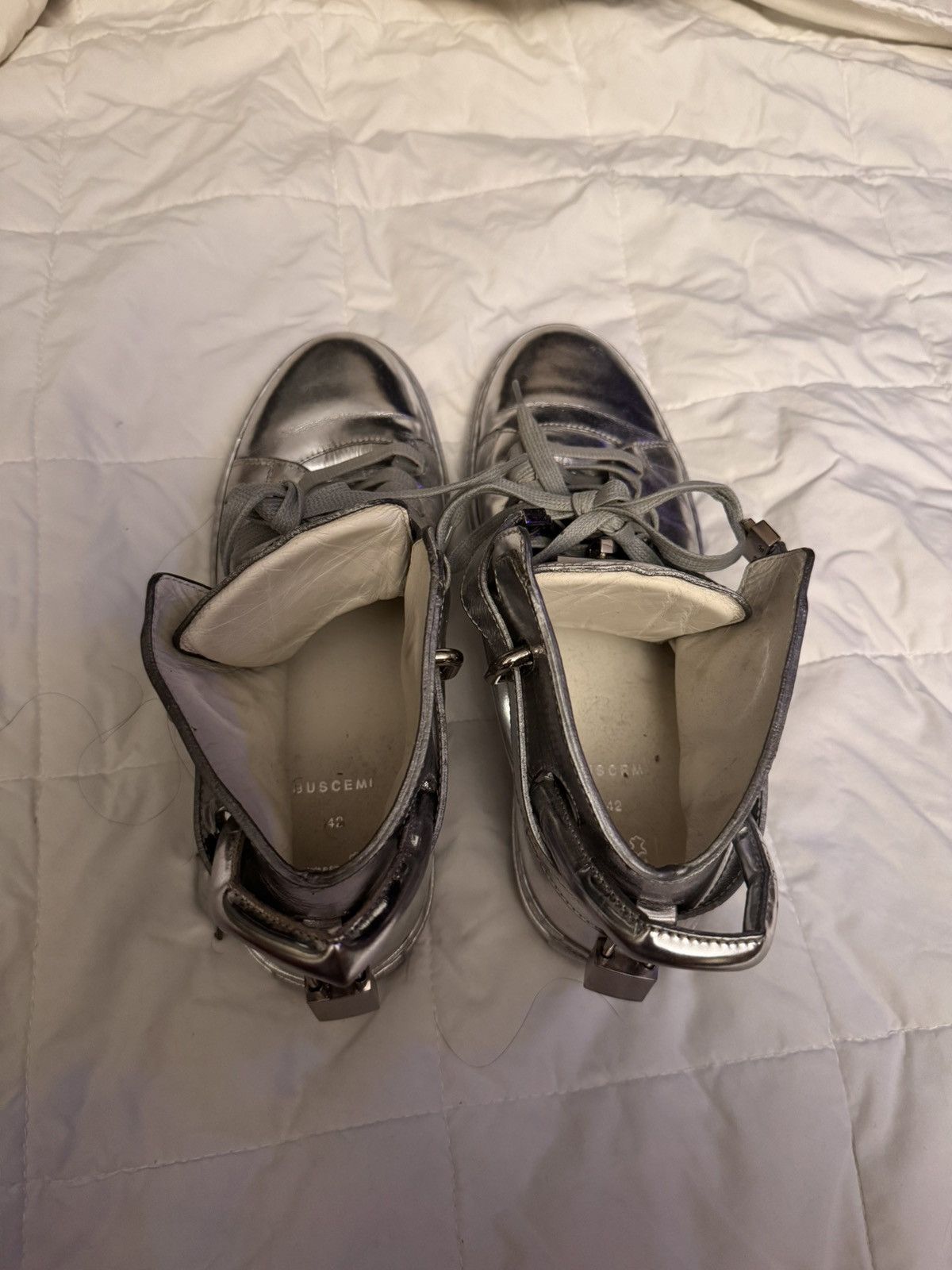 Buscemi BUSCEMI Silver metallic Lock High-Top Sneakers Size 9 US Size US 9 / EU 42 - 1 Thumbnail