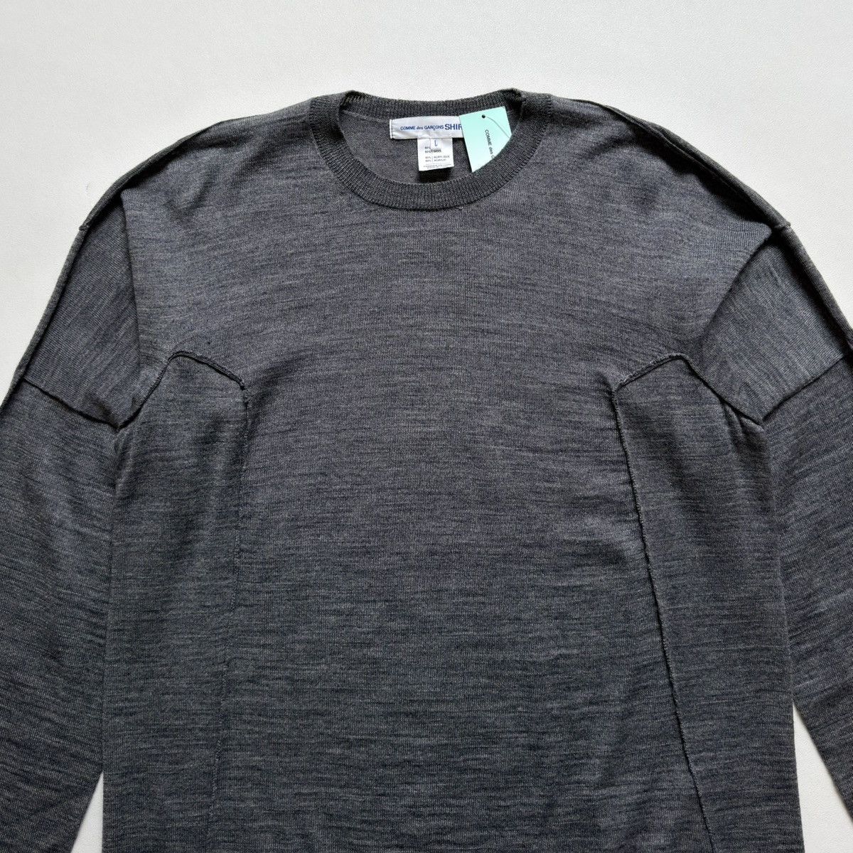 Comme des Garcons Gray Panelled Wool Sweater Size US M / EU 48-50 / 2 - 5 Thumbnail