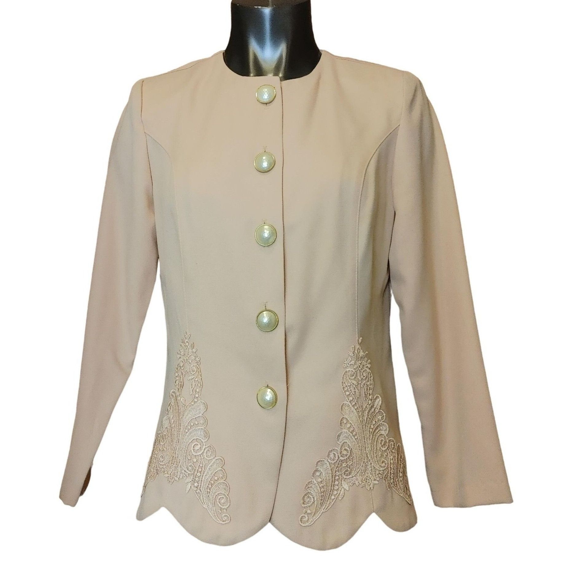 Other PABLO COLLECTION Womens Petite 12 Tan Embellished Button Two Size XL / US 12-14 / IT 48-50 - 1 Thumbnail