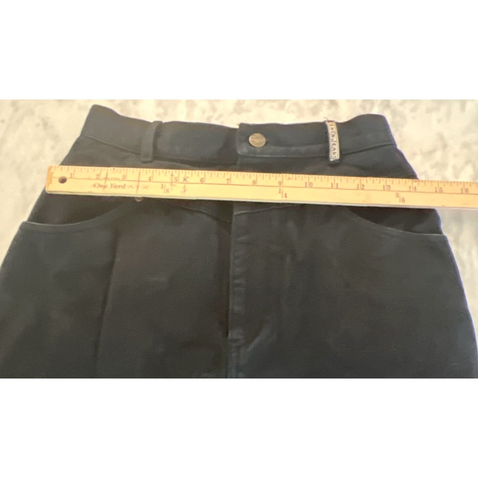 Denime VINTAGE Denum Jeans Black Denim Skirt 5/6 Waist 28 Length 33 Slit Pencil Knee Length Women Size 27" / US 4 / IT 40 - 7 Thumbnail