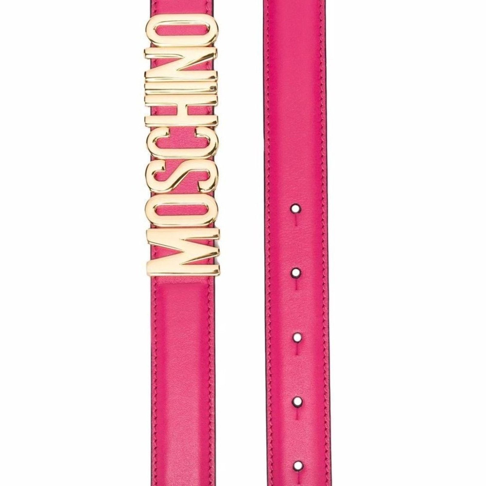 Moschino NWT Moschino Women's Fuschia Leather Logo Embossed Belt 38 Size ONE SIZE - 2 Thumbnail