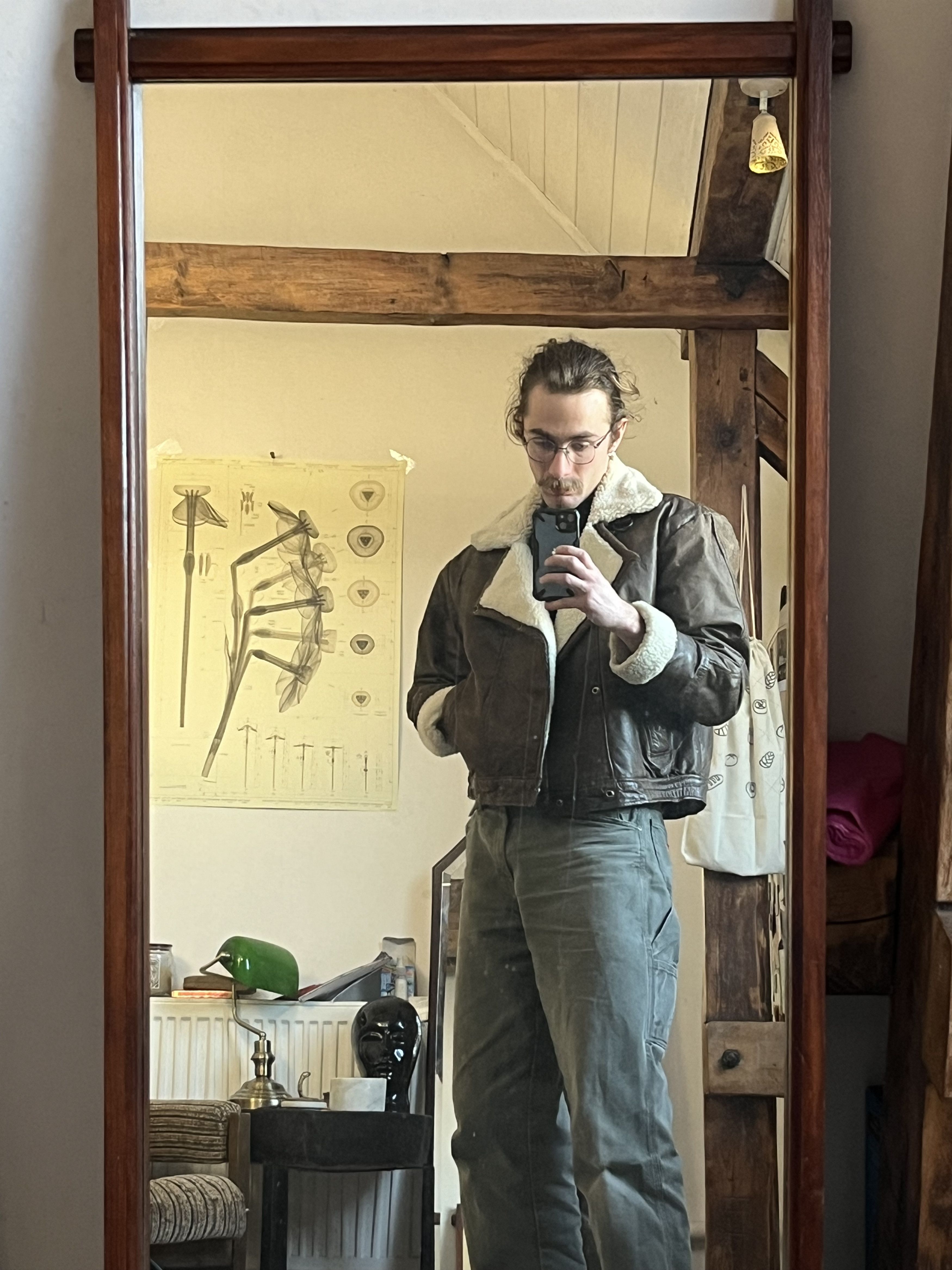Other Vintage 90s B-3 Real Leather Military Heavy Coat Jacket Size US M / EU 48-50 / 2 - 2 Thumbnail
