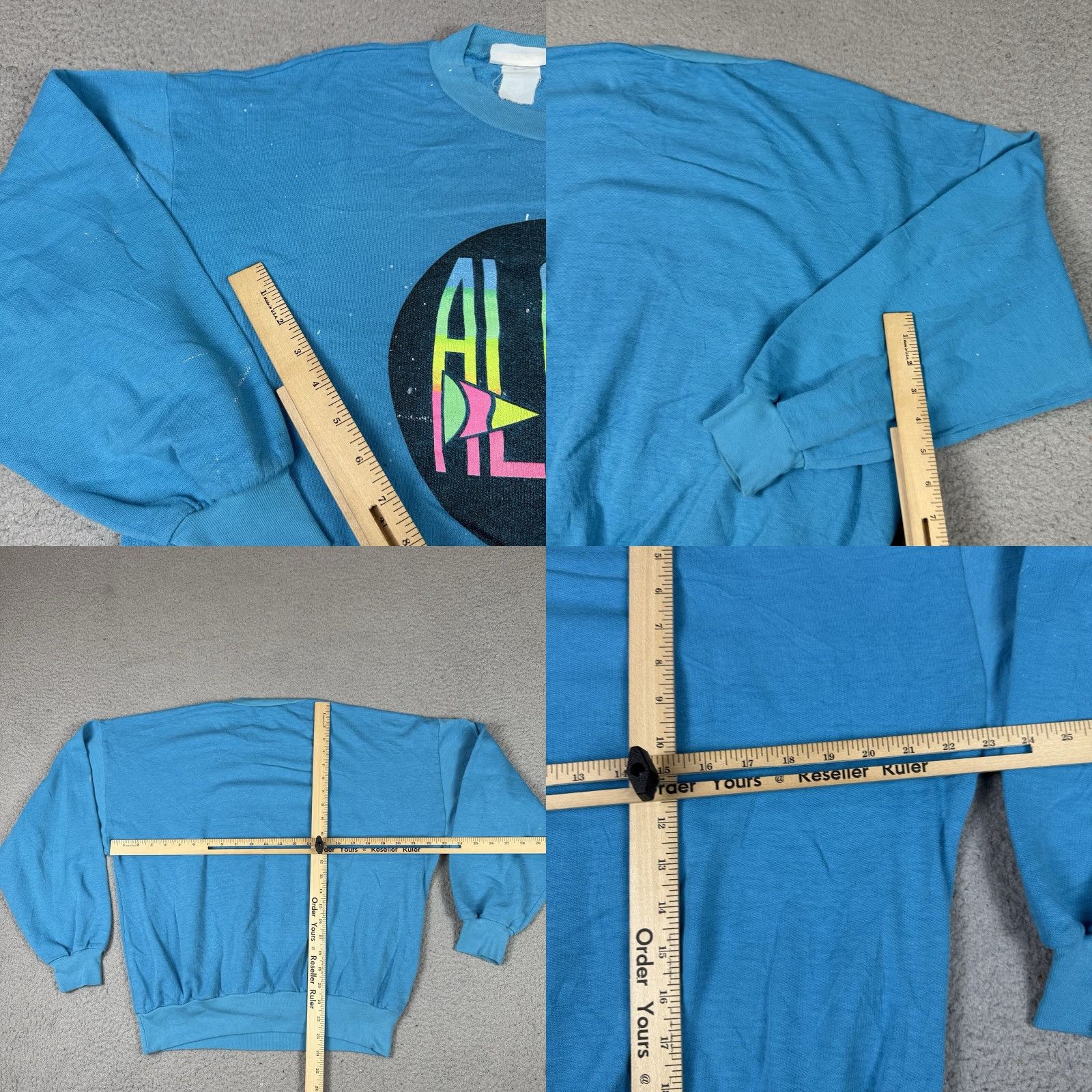 Vintage VINTAGE Aloha Sport Sweatshirt Adult Medium Blue Neon Hawaii 90s Distressed Rare Size US M / EU 48-50 / 2 - 8 Thumbnail