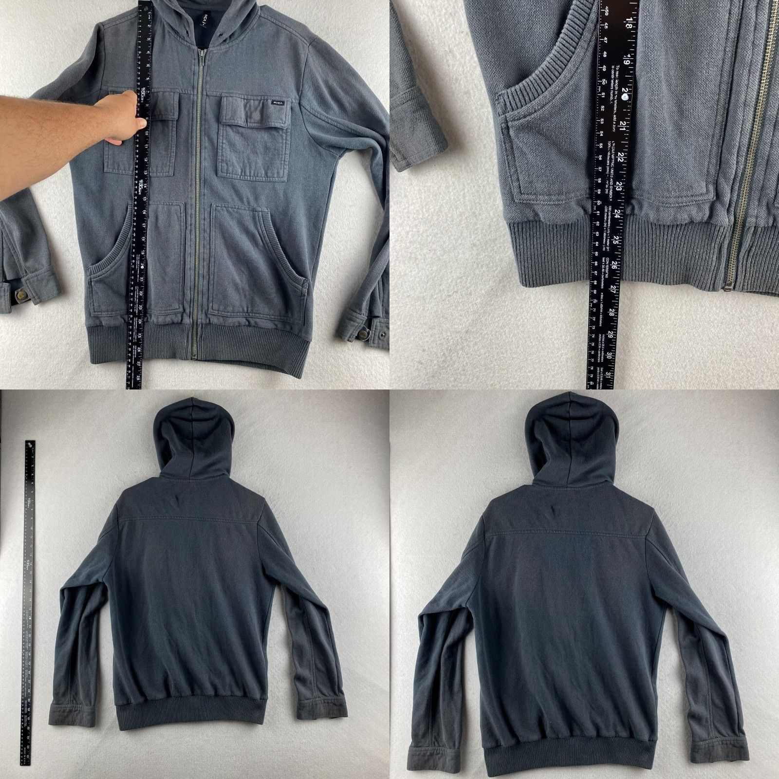 RVCA RVCA Hoodie Mens S Gray Bomber Full Zip Fleece Lined Hooded Pockets Shirt? Size US S / EU 44-46 / 1 - 9 Thumbnail