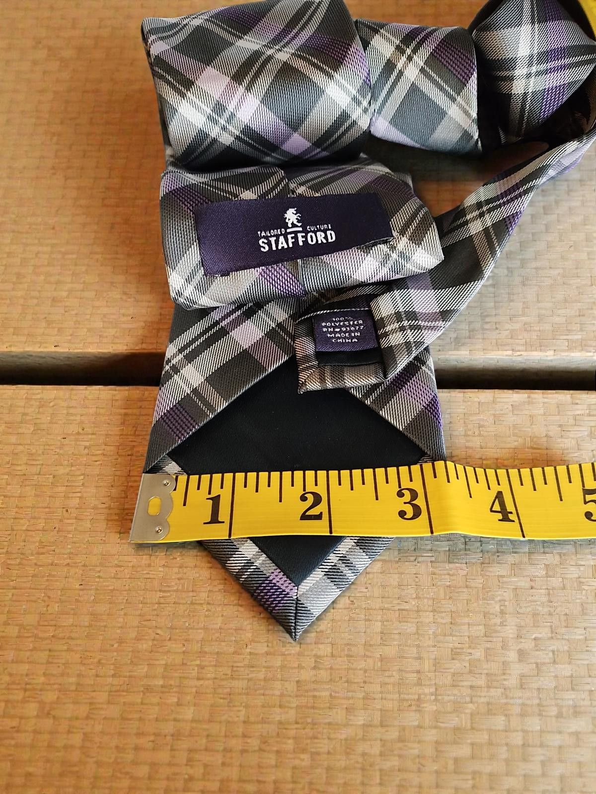 Stafford Stafford Classic Plaid Polyester Tie Size ONE SIZE - 3 Thumbnail