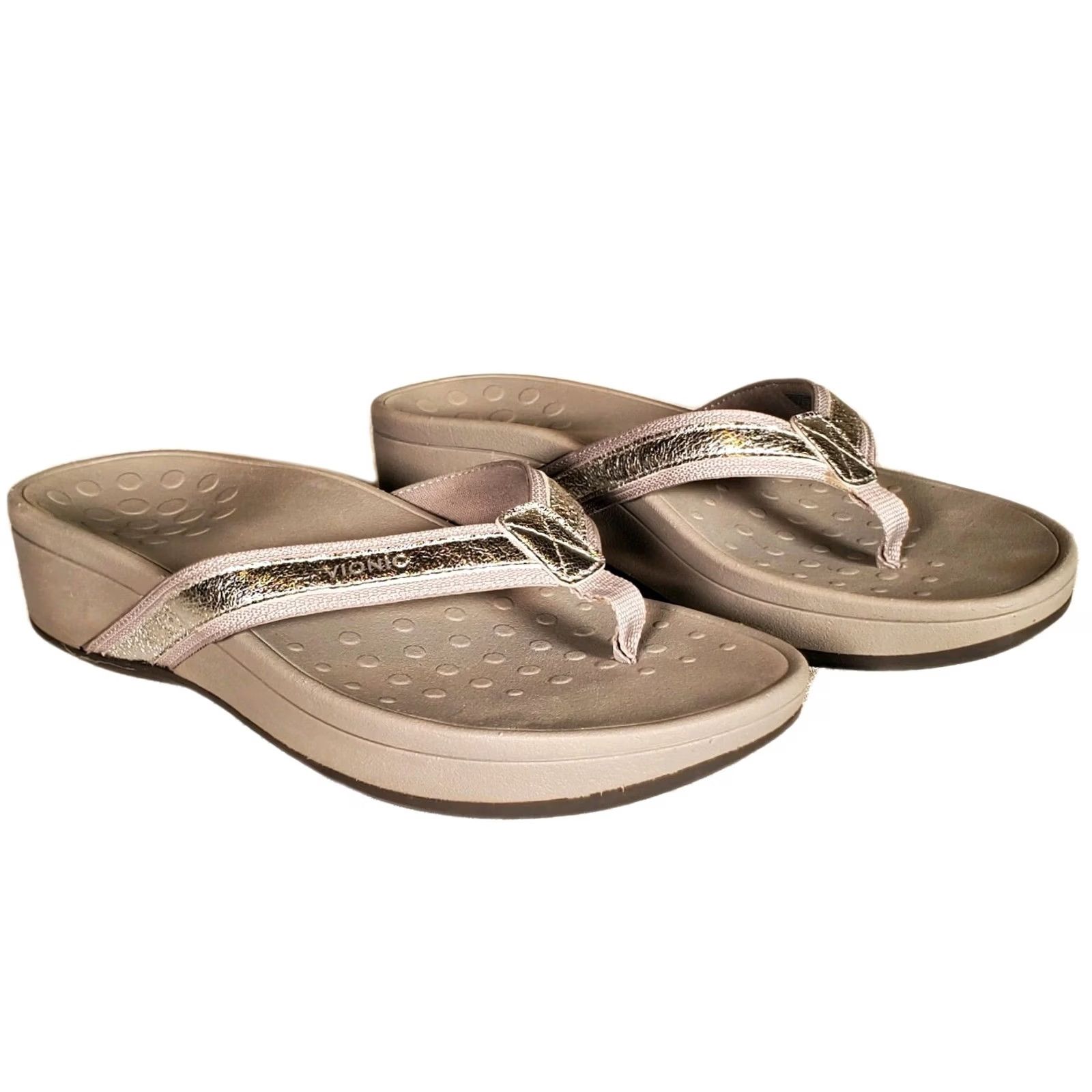 Vionic VIONIC Orthaheel High Tide Metallic Platform Toe Post Sandals Women's US 10 Size US 8 / IT 38 - 2 Thumbnail