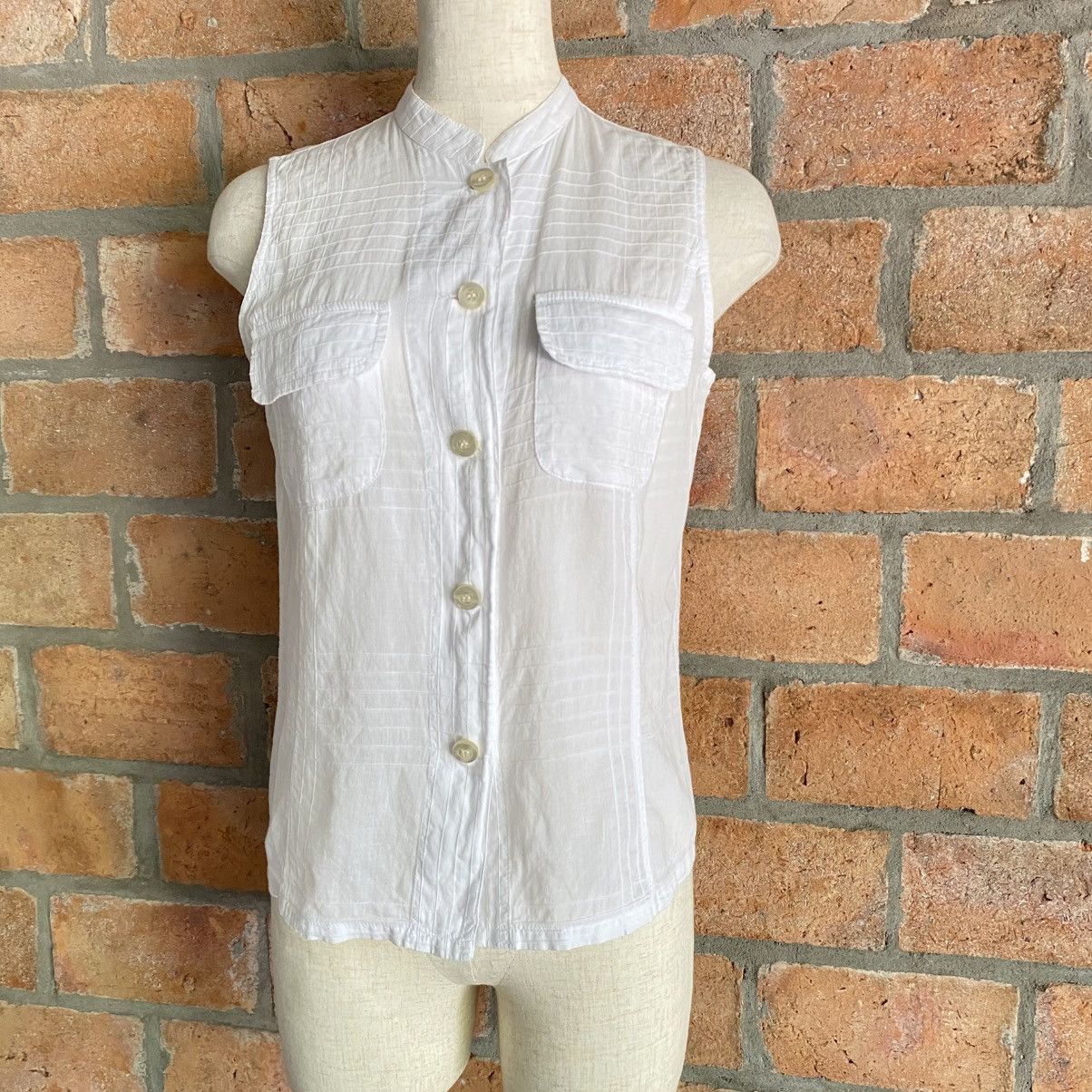 Armani ARMANI JEANS White Sleeveless Mandarin Collar Top Size S / US 4 / IT 40 - 7 Thumbnail