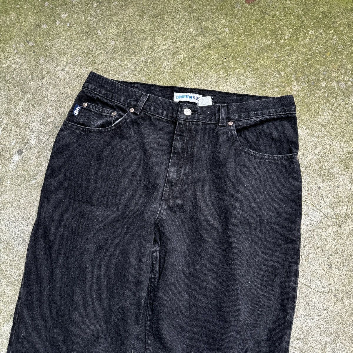 Vintage Y2K Baggy Wide Leg Black Denim Skater Jeans Size 34" / US 12 / IT 48 - 3 Thumbnail