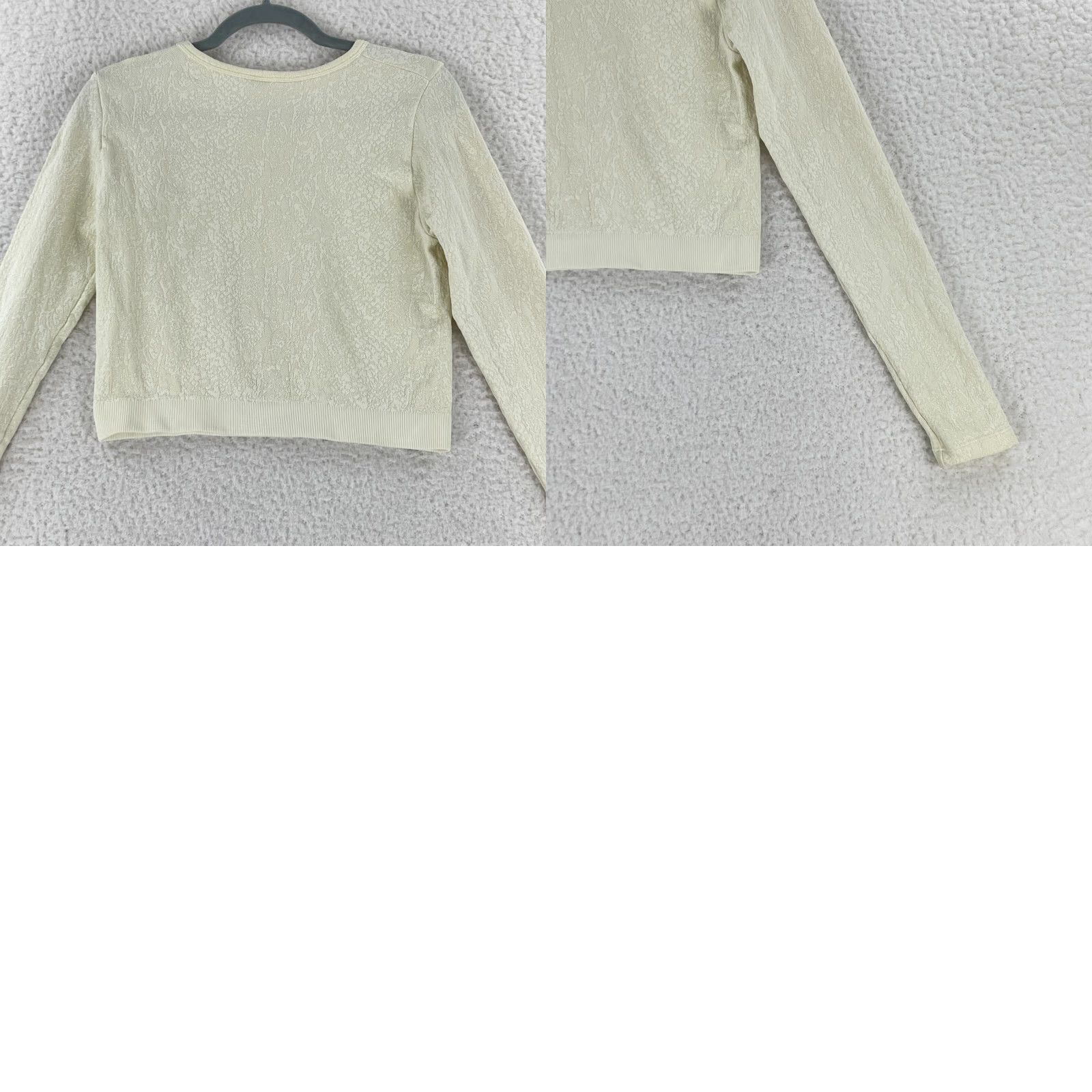 Fabletics Fabletics Shirt Womens XL Ivory Lace Print River Seamless Crop Long Sleeve Size XL / US 12-14 / IT 48-50 - 9 Thumbnail