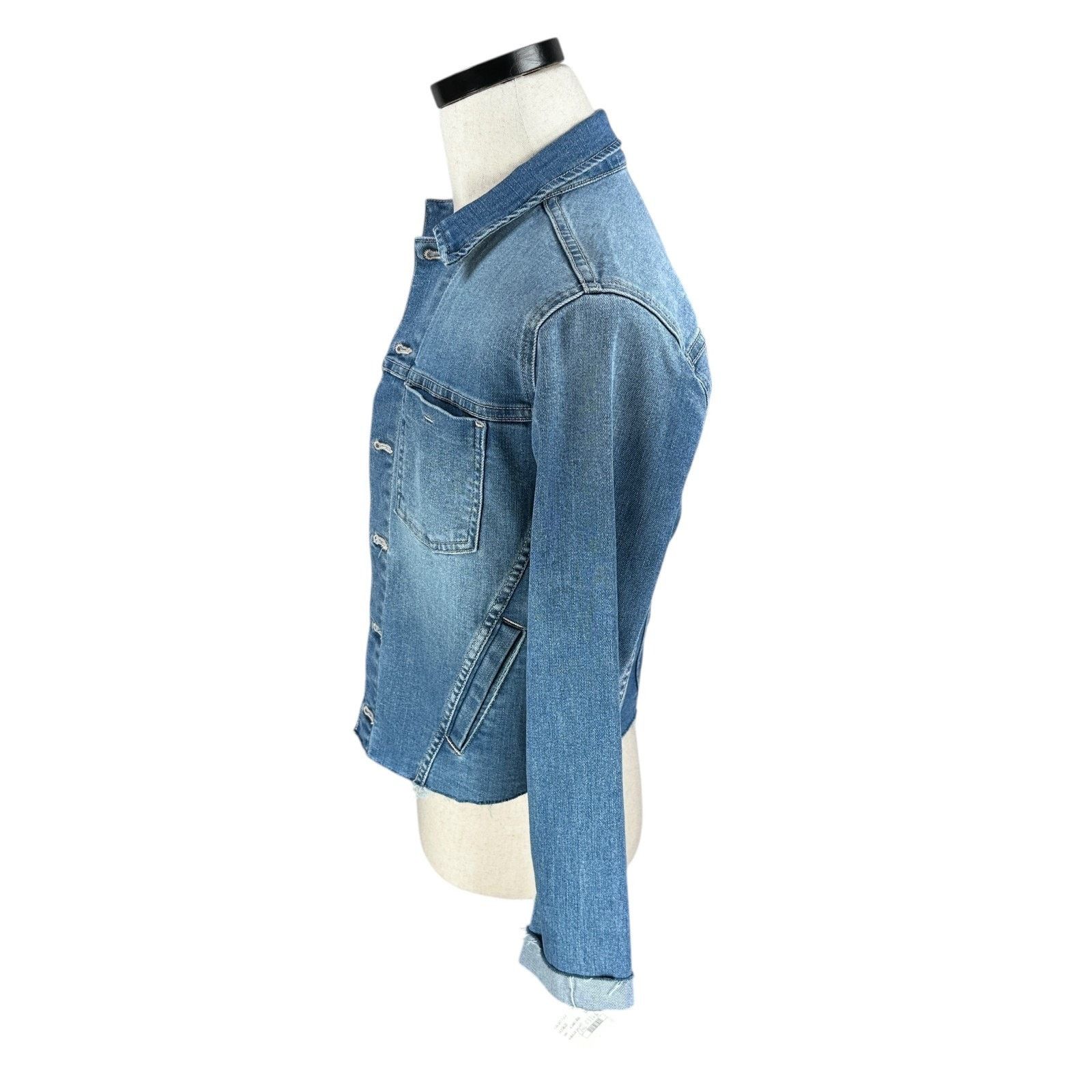 L'AGENCE L'Agence Janelle Denim Jacket Women XS Alamo Blue Raw New Size XS / US 0-2 / IT 36-38 - 4 Thumbnail