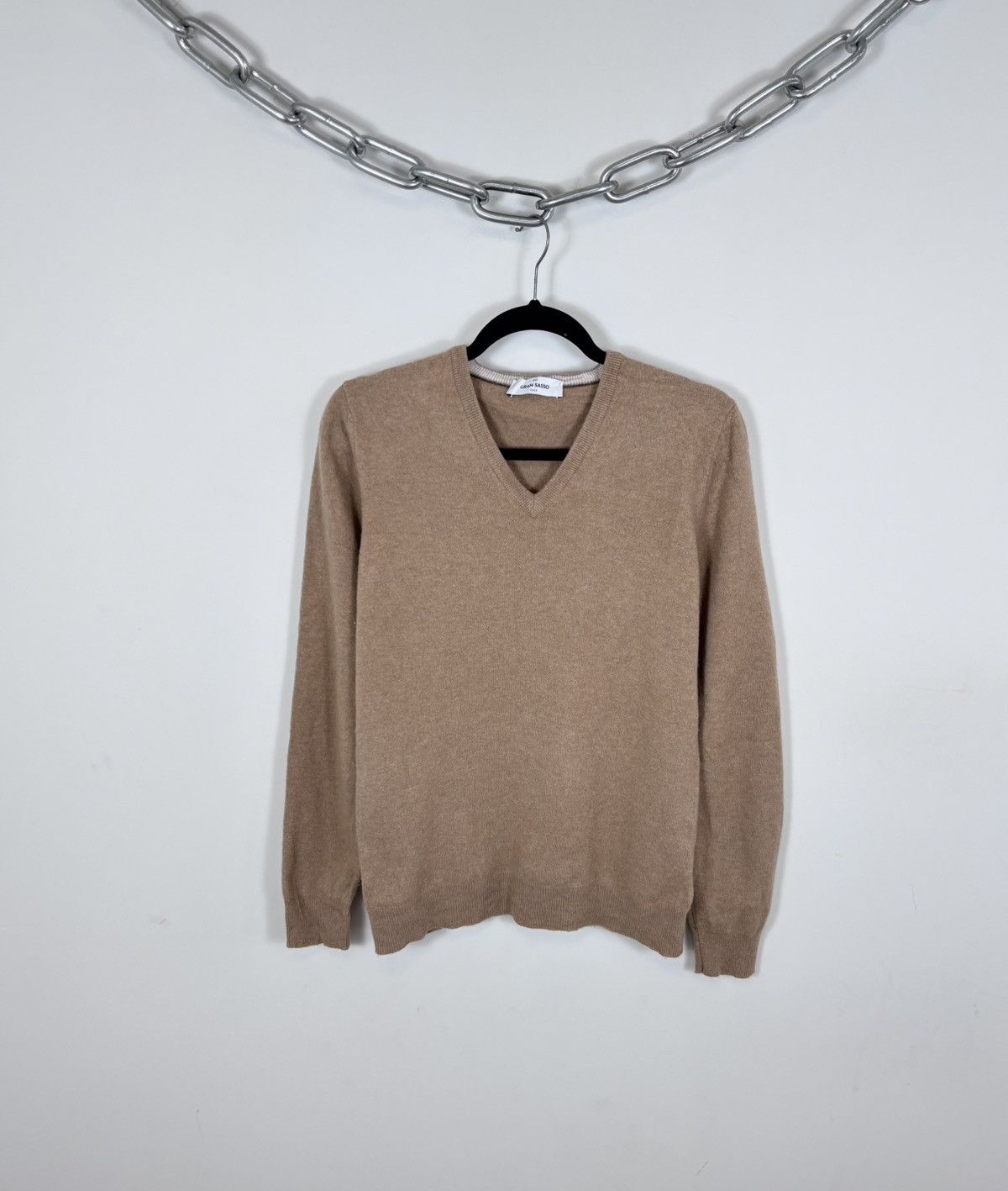 Gran Sasso Gran Sasso Men’s Italian Wool Cashmere Knit V-Neck Sweater Size US S / EU 44-46 / 1 - 1 Thumbnail