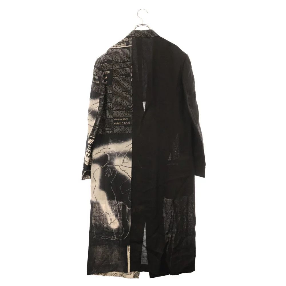 Yohji Yamamoto Pour Homme 22ss LINEN NEWSPAPER PRINT LONG JACKET Size US M / EU 48-50 / 2 - 2 Thumbnail