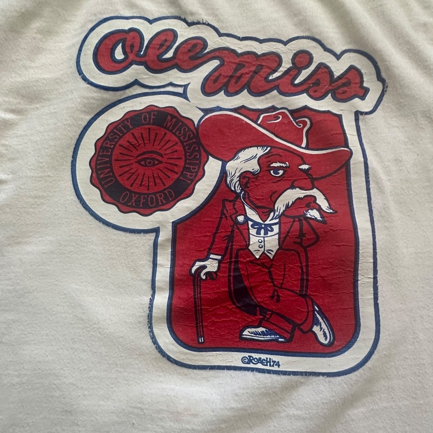 Other Ole miss 70s white tee colonel Reb 1974 Size US M / EU 48-50 / 2 - 2 Thumbnail