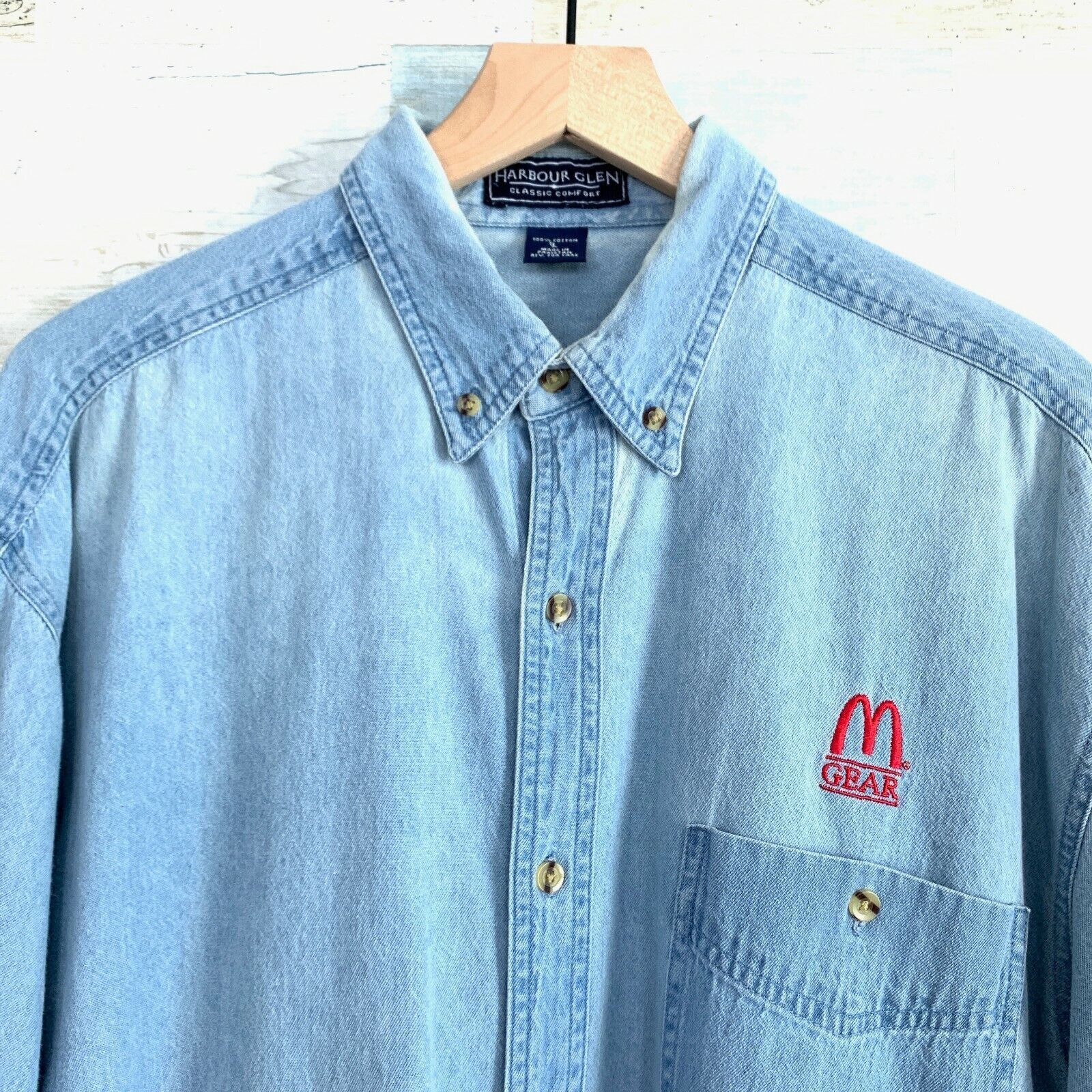 Other McDonalds M Gear Vintage 90s Denim Shirt Blue Mens L Size US L / EU 52-54 / 3 - 2 Thumbnail
