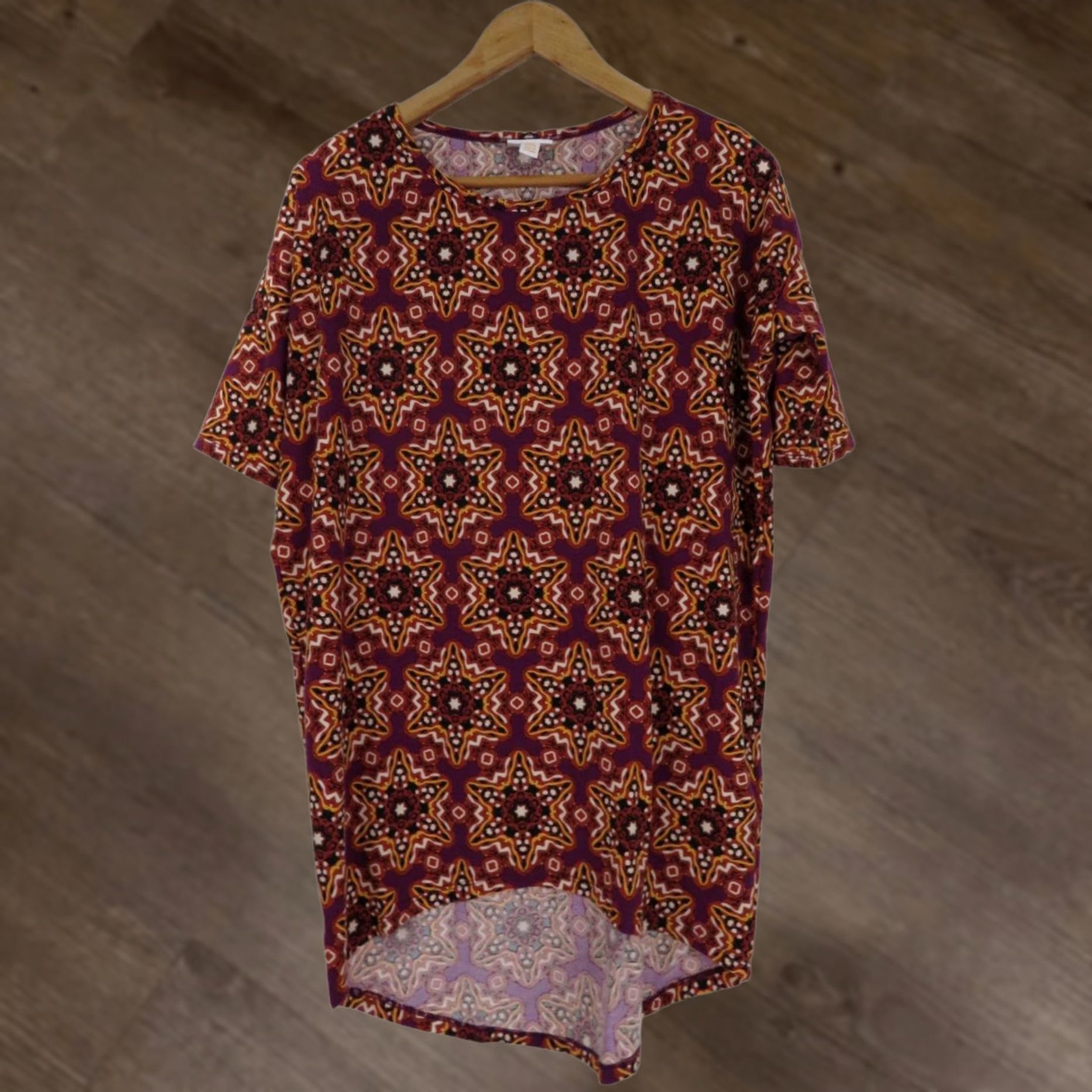 Vintage LuLaRoe Irma T Shirt Tunic XXS Purple Stars Dots Top Tee Stretch LLR Size XXS / US 00 / IT 34 - 1 Thumbnail