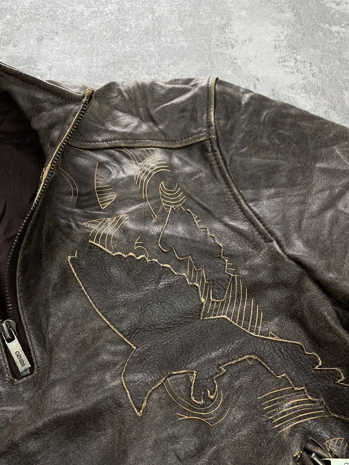Kenzo Kenzo Homme biker bird Leather Jacket Size US XL / EU 56 / 4 - 13 Thumbnail