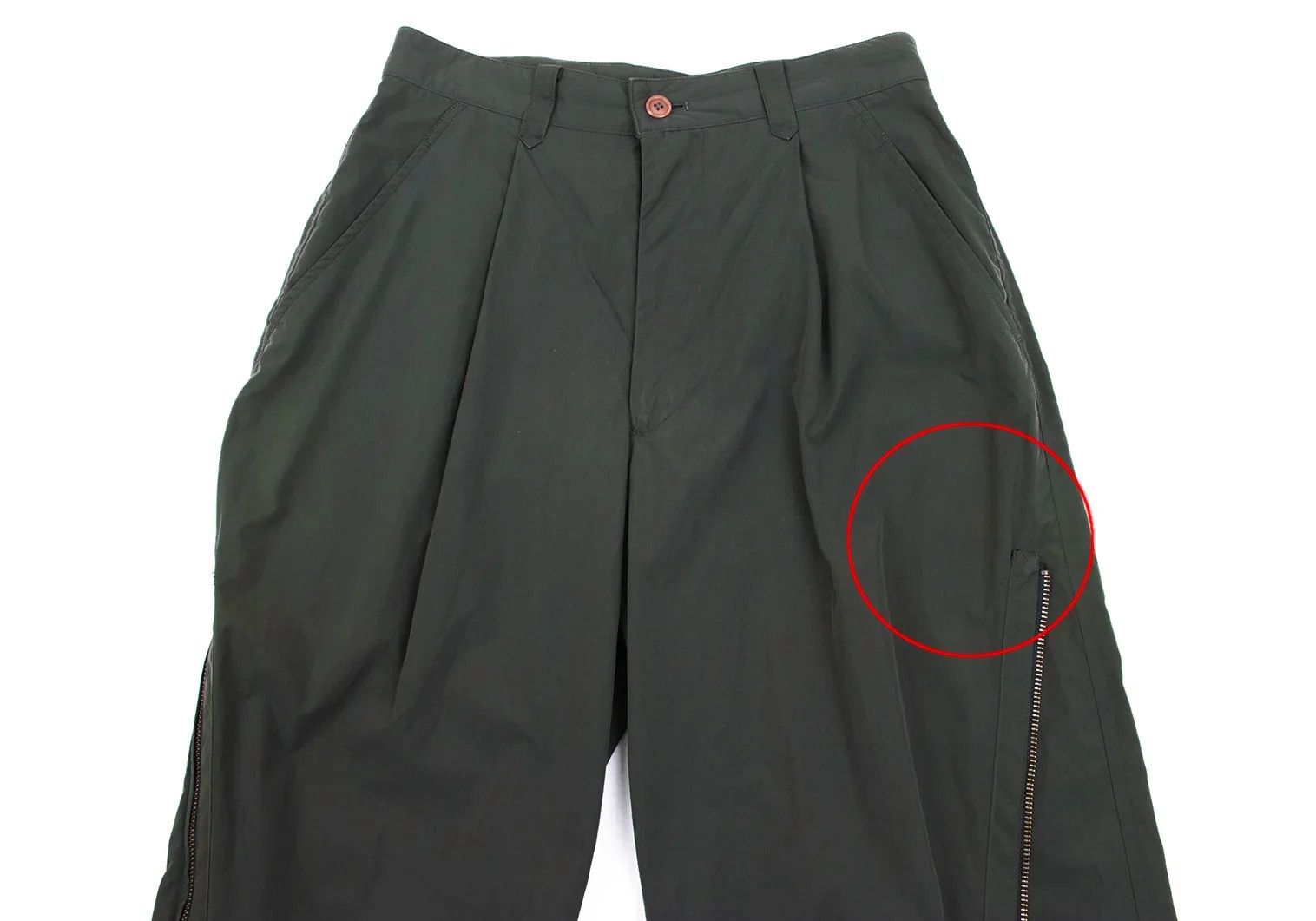Issey Miyake Polyester Blend Zip Design Pants in Khaki Size S Size US 30 / EU 46 - 2 Thumbnail