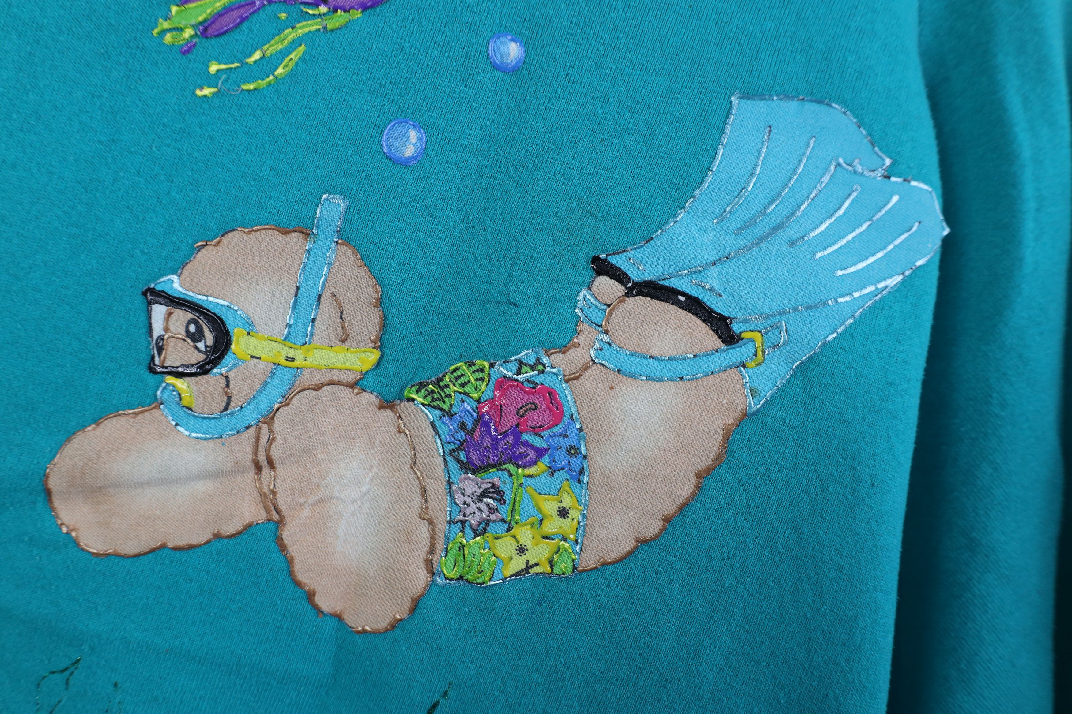 Vintage Vintage 90s Streetwear Diving Bear Sea Fish Sweatshirt Size XL / US 12-14 / IT 48-50 - 7 Thumbnail