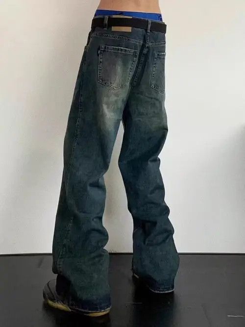 Hypebeast × Japanese Brand × Jean Blue Low Rise Vintage Wash Straight Jeans Size US 32 / EU 48 - 2 Thumbnail