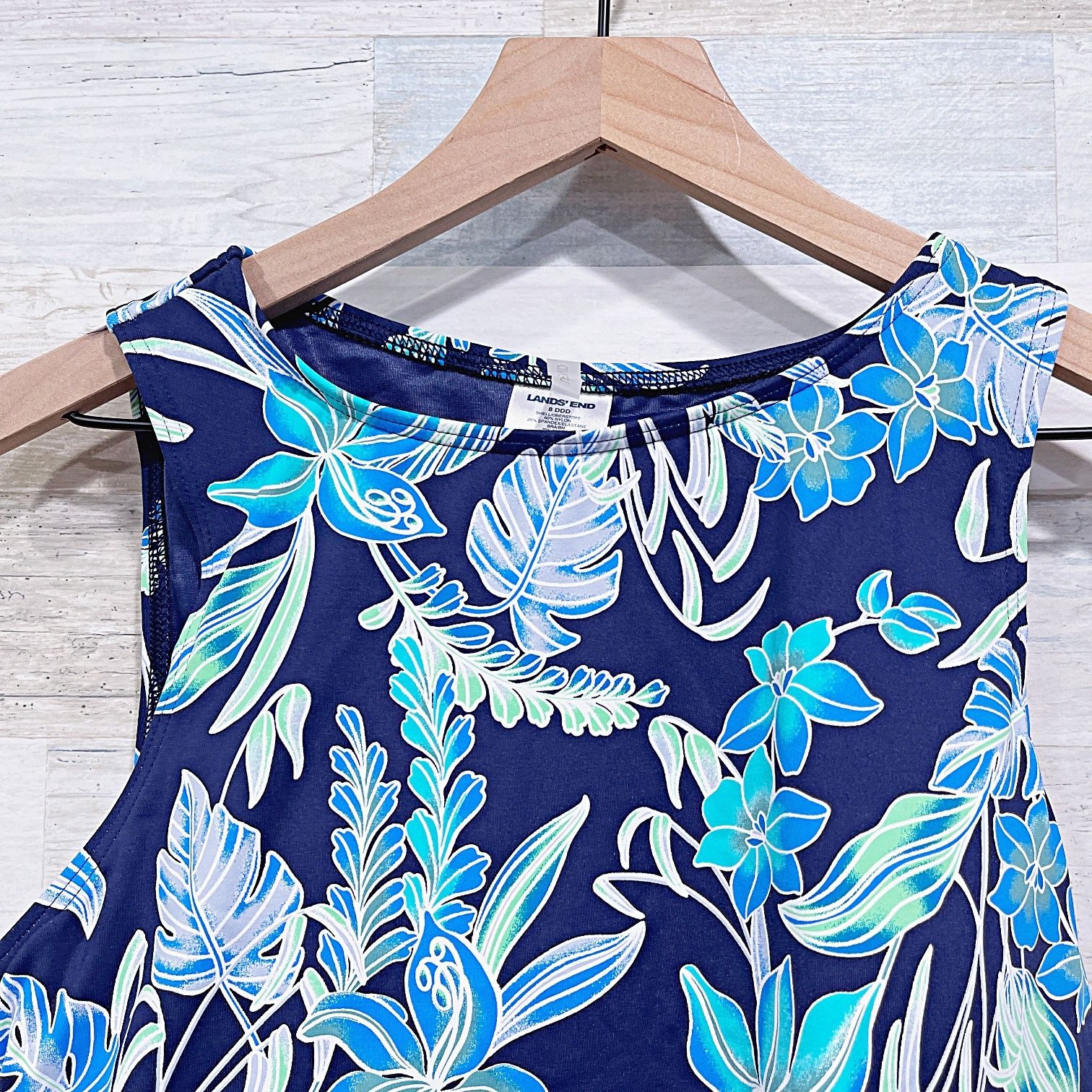 Lands' End Lands End Swim Tropical Floral Tankini Swim Top Blue 8 DDD Size ONE SIZE - 2 Thumbnail