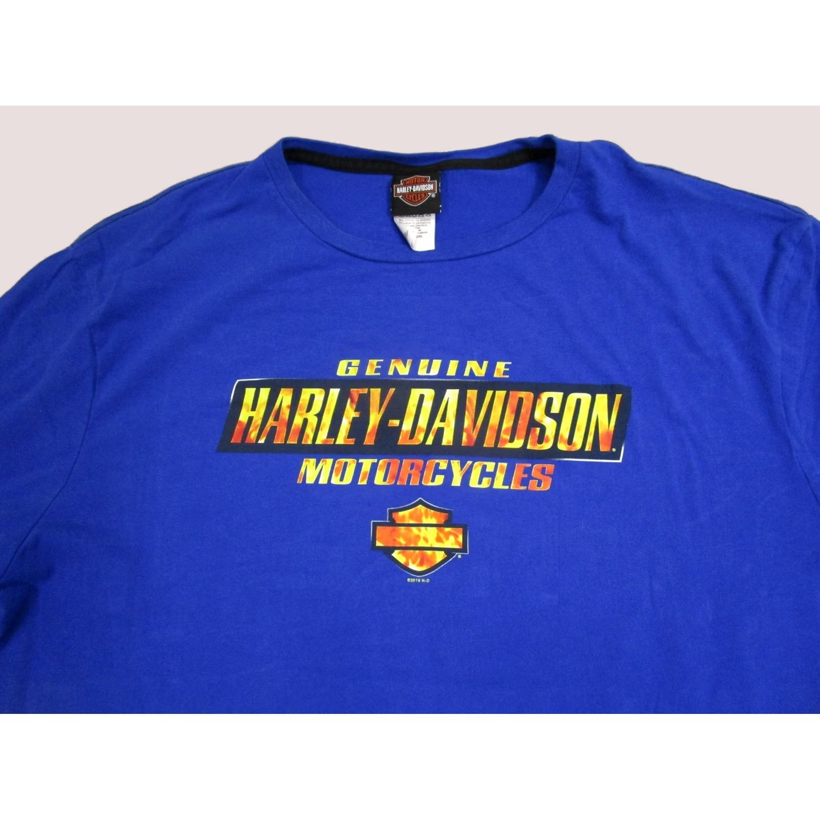 Harley Davidson Harley-Davidson Shirt Men 3XL Blue Texoma USA Biker Motorcycle Flames Graphic T-Shirt Short Sleeve Crew Neck Size US XXL / EU 58 / 5 - 1 Thumbnail