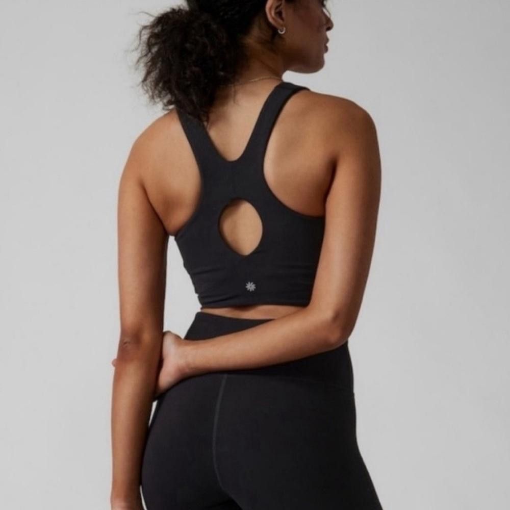 Designer NWT Athleta Conscious Cut Out Crop A-C Sports Bra XS Black Size ONE SIZE - 2 Thumbnail