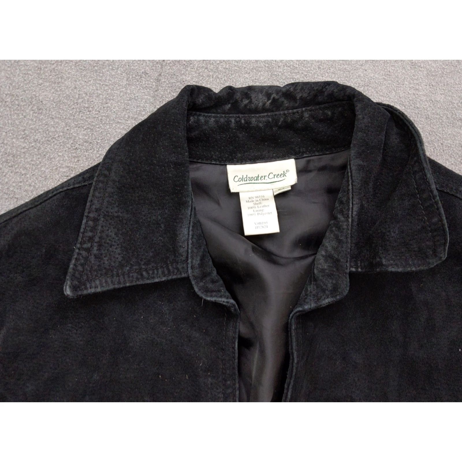 Coldwater Creek Coldwater Creek Jacket Womens Medium Black Suede Leather Snap Button Front Lined Size M / US 6-8 / IT 42-44 - 5 Thumbnail