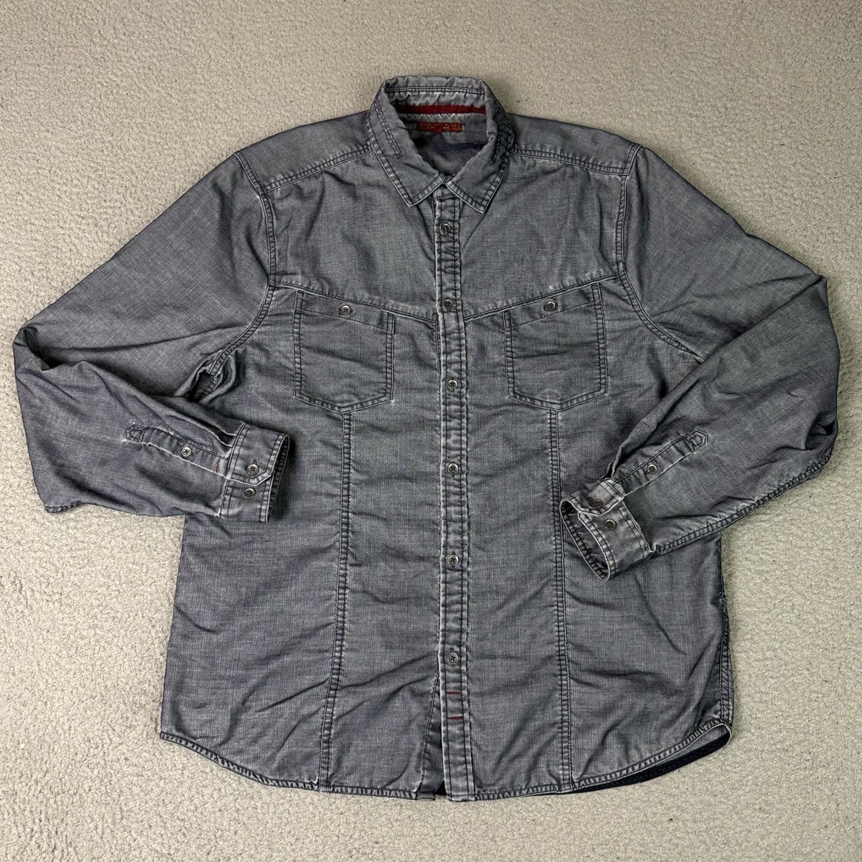 7 For All Mankind 7 For All Mankind Shirt Mens XL Gray Cotton Blend Long Sleeve Button Midweight Size US XL / EU 56 / 4 - 2 Thumbnail