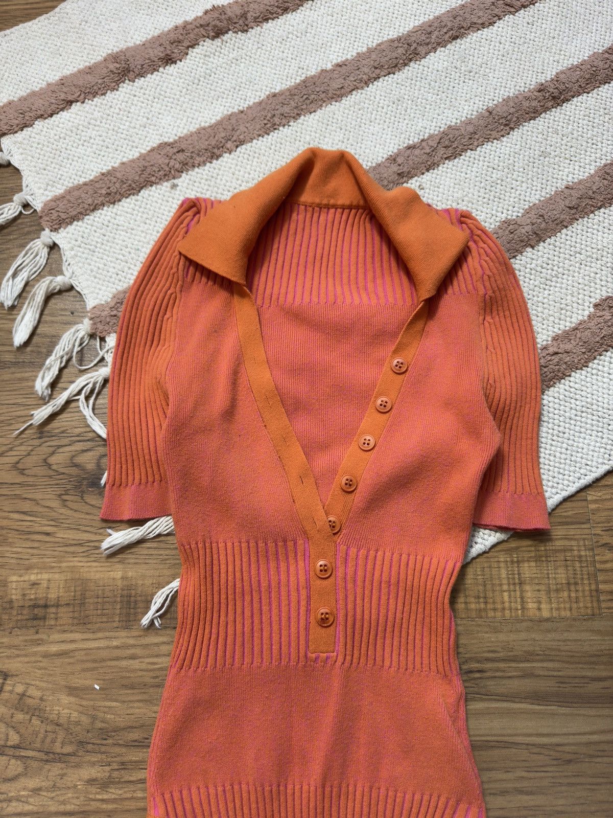 Jacquemus JACQUEMUS RIBBED PINK/ORANGE BODY SUIT TEE Size XXS / US 00 / IT 34 - 3 Thumbnail