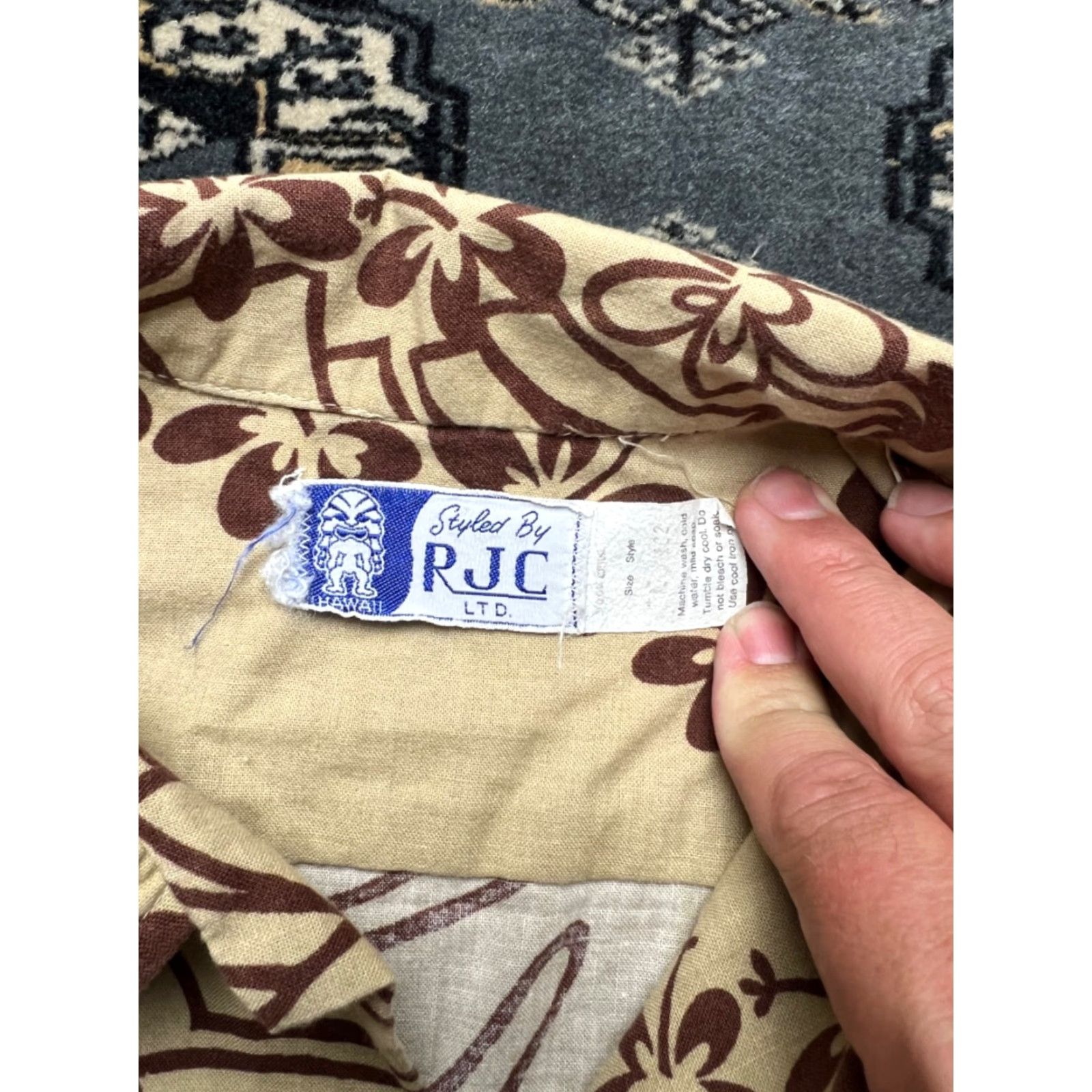Vintage VINTAGE RJC Hawaiian Shirt L Mens Regular Short Sleeve Button-Up Beige Cotton Size US L / EU 52-54 / 3 - 5 Thumbnail