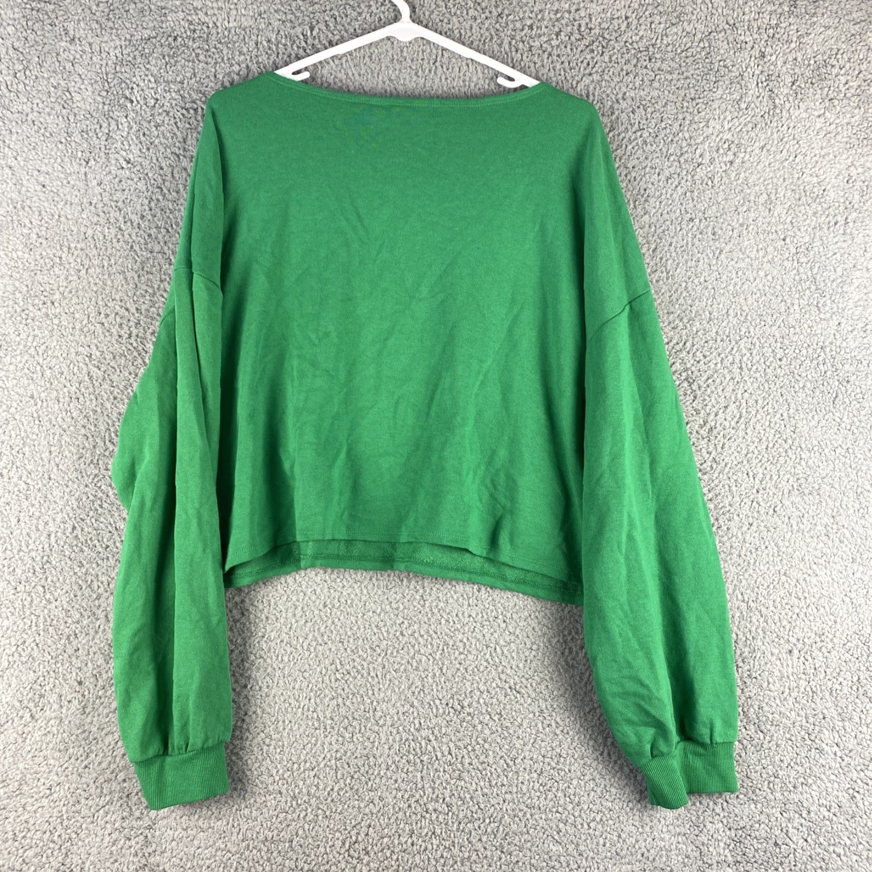 Vintage Green Envelope Blouse Women’s L Cropped Long Sleeve Bell Cowl Knit Polyester Stretch Bohemian Festival Modern All Seasons Size L / US 10 / IT 46 - 6 Thumbnail