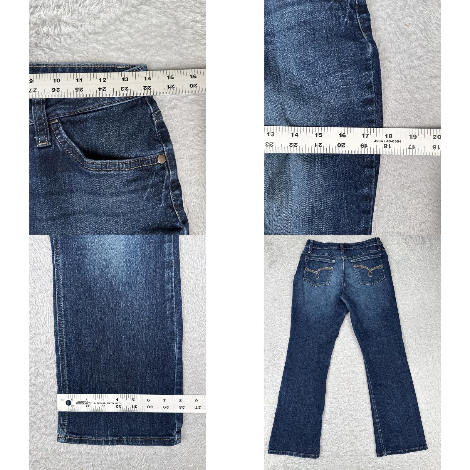 Lee Lee Riders Jeans Womens 6P Blue Dark Wash Midrise Bootcut Stretch Denim Petite Size 28" / US 6 / IT 42 - 9 Thumbnail