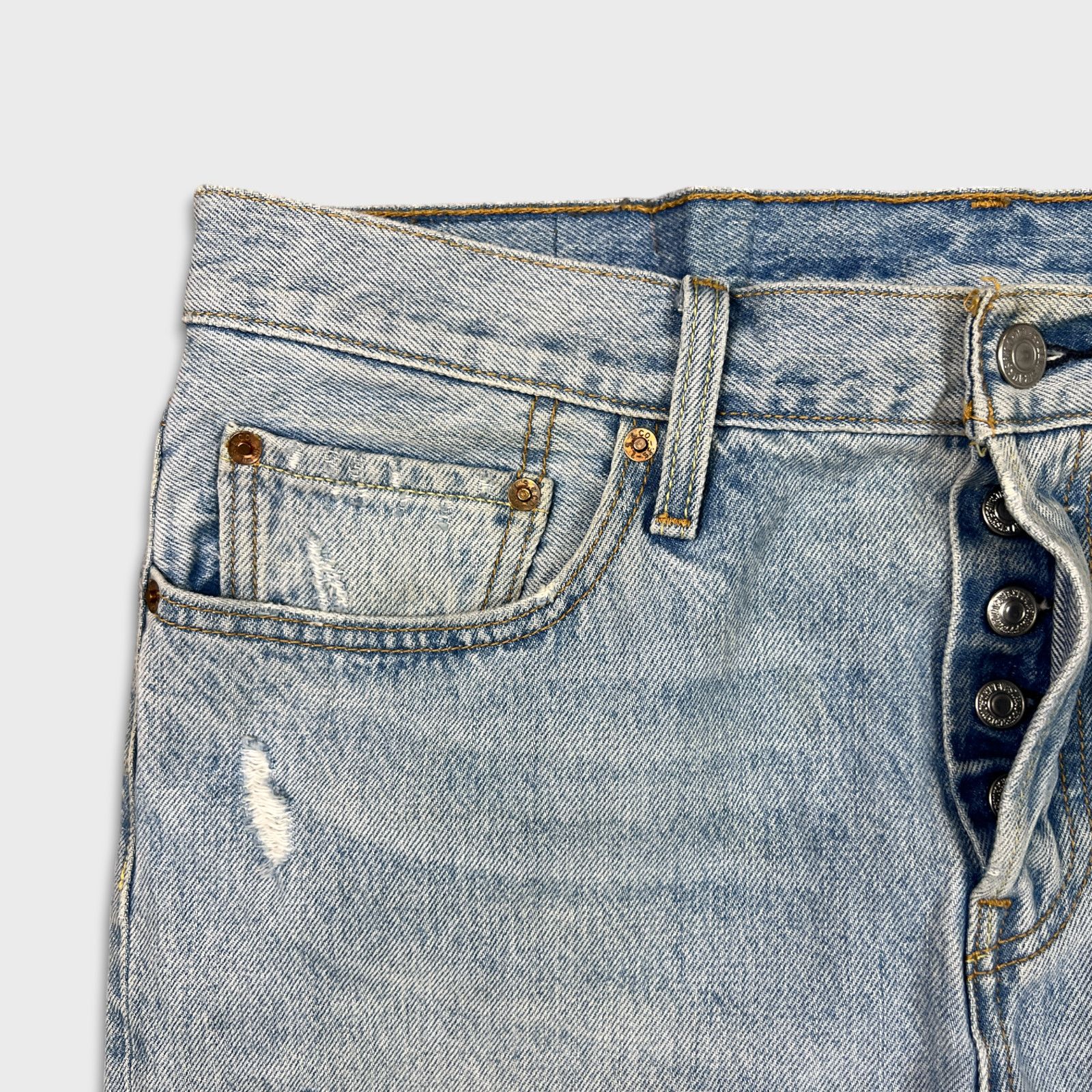 Levi's × Vintage Levi's 501 T Jeans 31x28 Taper Fit Distressed Denim Pants Size US 34 / EU 50 - 3 Thumbnail