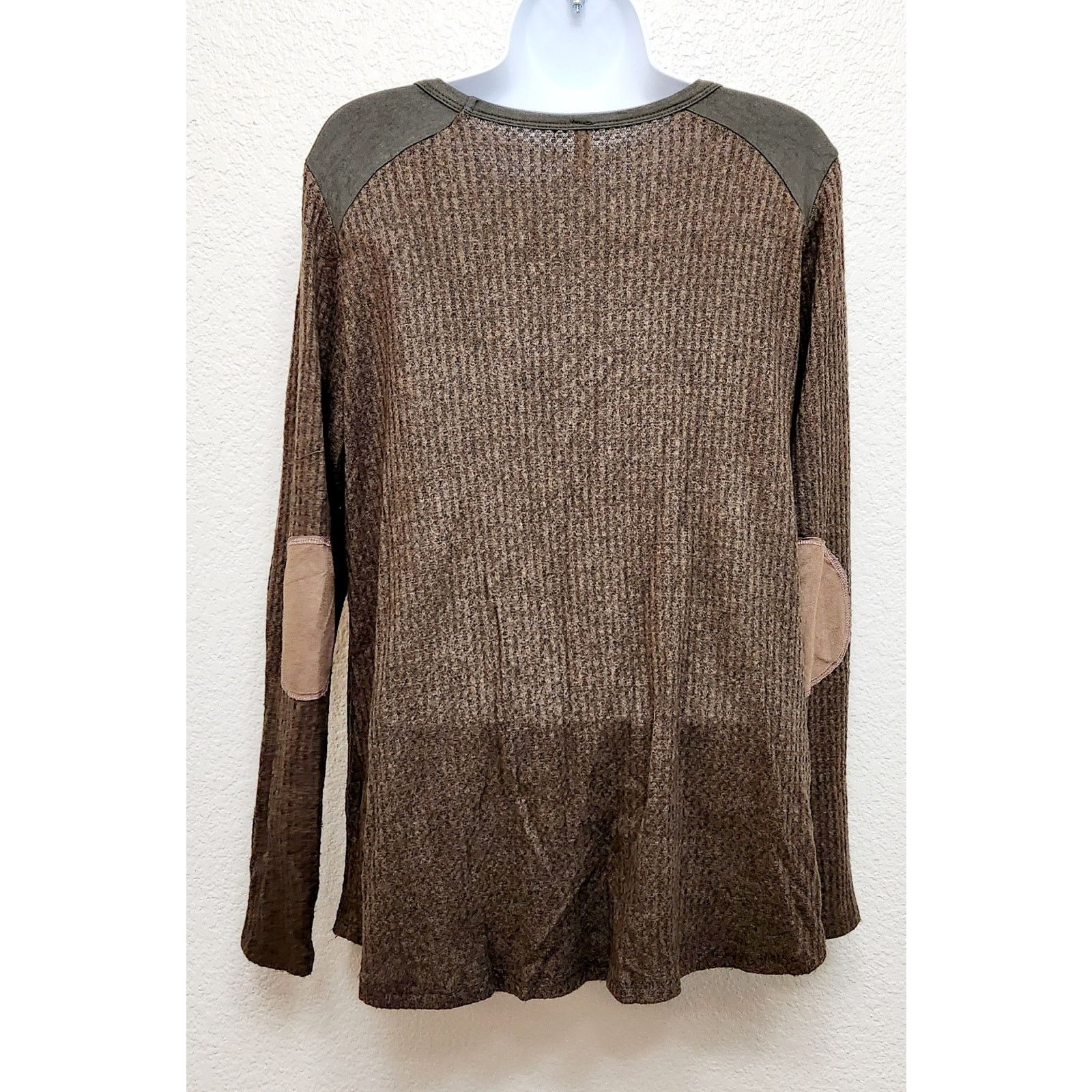 Other Mai Soli Brown Green Waffle Knit Contrasting Trim Top Large Size L / US 10 / IT 46 - 4 Thumbnail