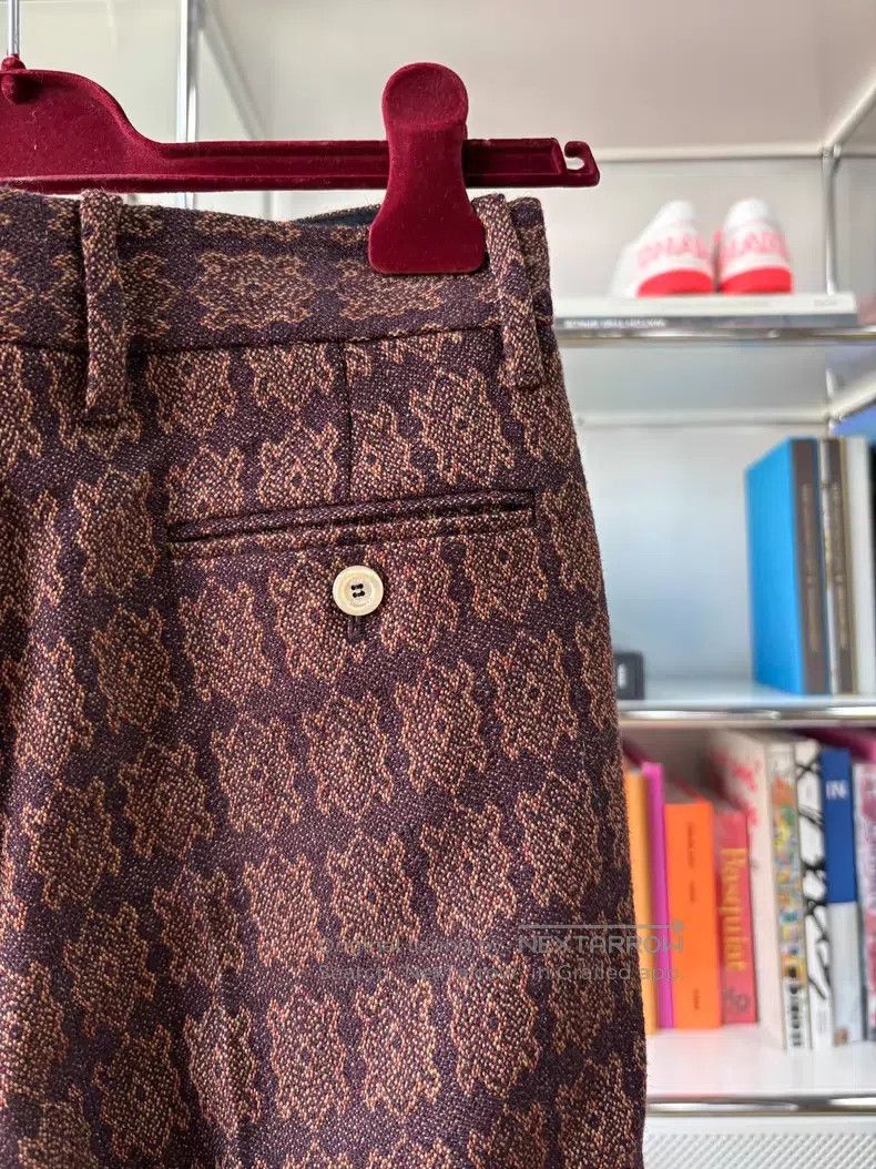 Gucci Gucci Show brown and red plaid old flower tie-up wide-leg Size 26" / US 2 / IT 38 - 3 Thumbnail