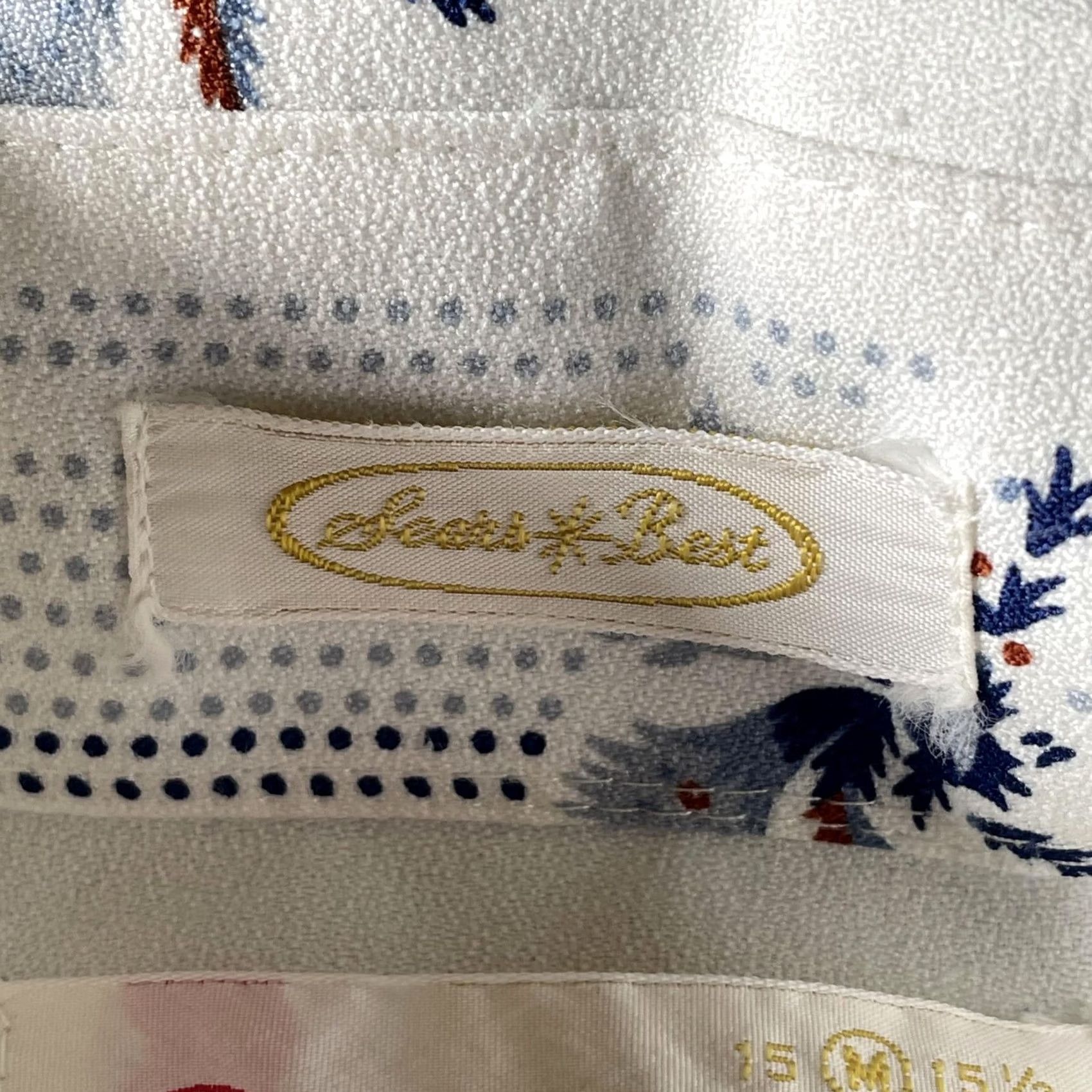 Sears VINTAGE Sears Kings Road Shirt Mens Medium Tall White Floral Polyester 70s Size US L / EU 52-54 / 3 - 3 Thumbnail