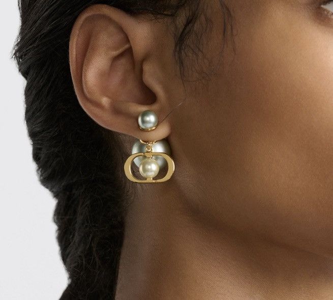 Dior DIOR TRIBALES EARRINGS Gold-Finish Metal w Pistachio Green Size ONE SIZE - 3 Thumbnail