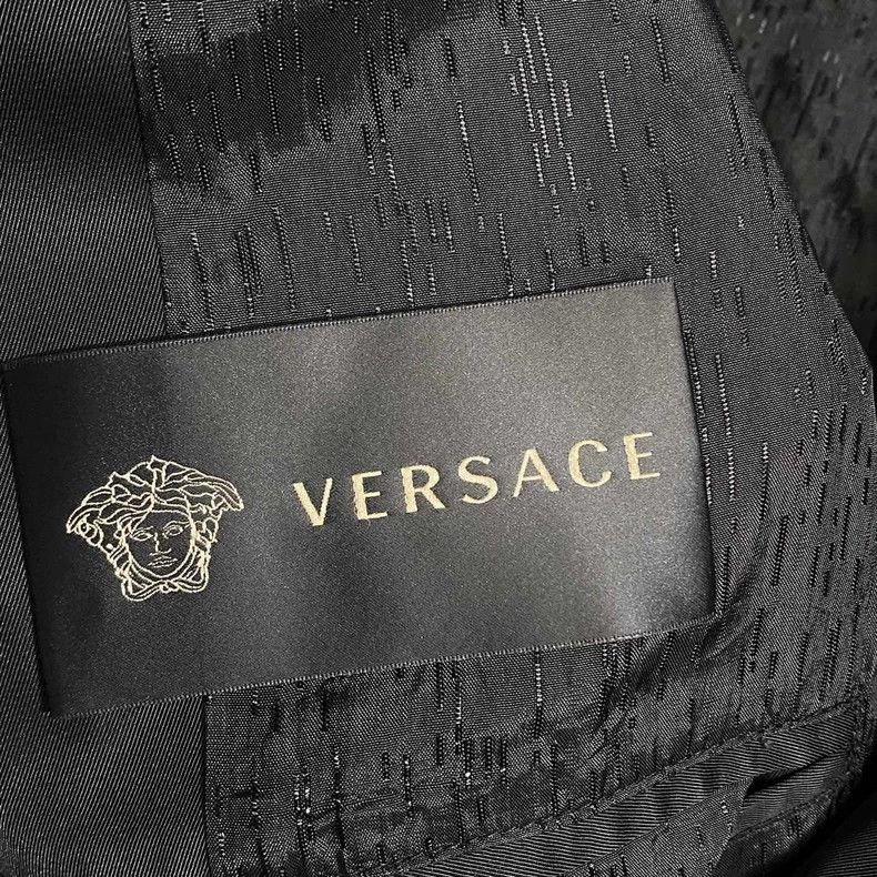 Versace Versace Nylon jacket with a cinched waist, leather lapels, Size US L / EU 52-54 / 3 - 5 Thumbnail