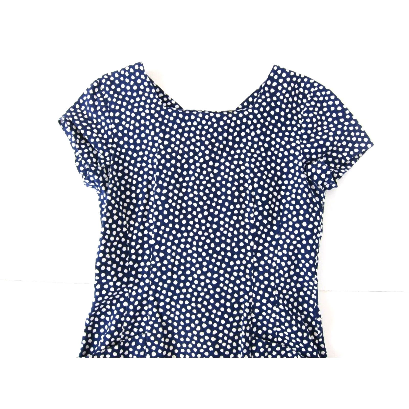 Vintage Vtg Vintage Blue Cotton Blue White Polka Dot Pocket Short Sleeve Smock Dress L Size 36" / US 14 / IT 50 - 3 Thumbnail