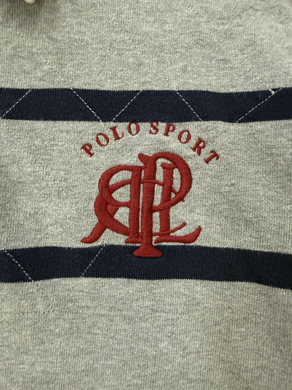 Polo Ralph Lauren Vintage Polo Sport RL Stripe Rugby Shirt Heather Gray XL Size US XL / EU 56 / 4 - 3 Thumbnail