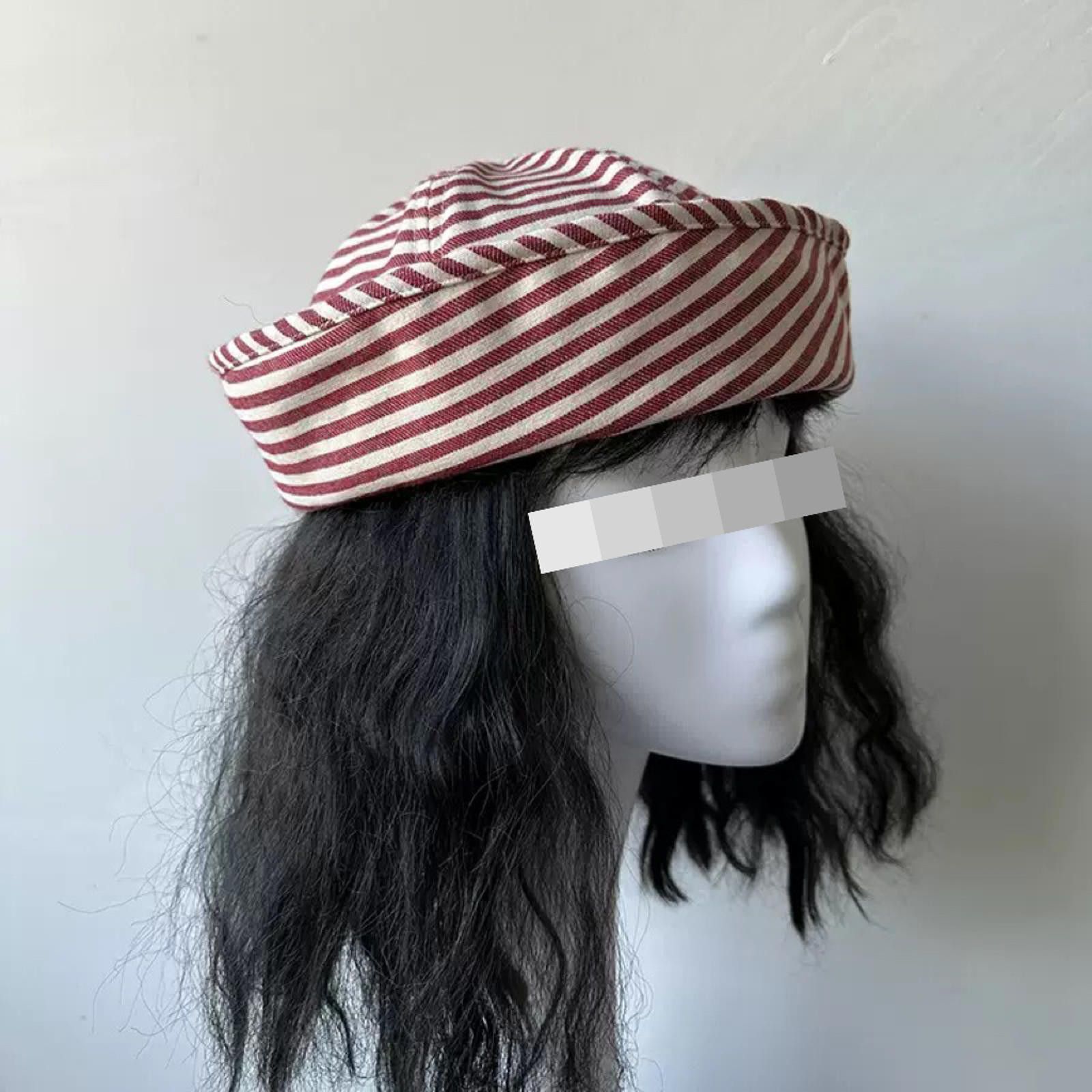 Japanese Brand Retro Red Striped Beret Sailor Cap Y2K French Girl Aesthetic Size ONE SIZE - 9 Thumbnail