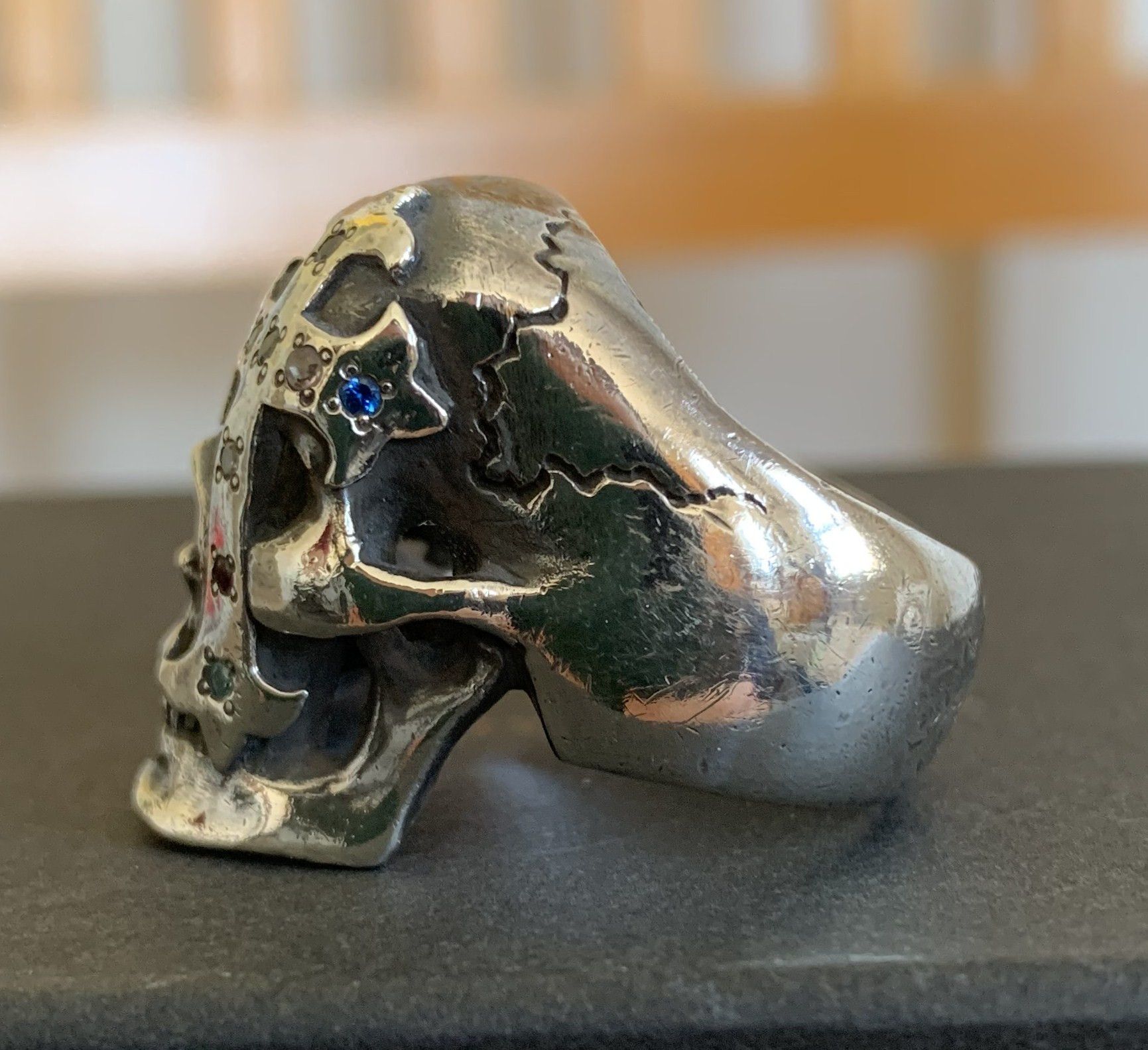 Number (N)ine SS05 "Nightcrawler" Bejeweled Silver Skull Ring w/ box Size ONE SIZE - 4 Thumbnail