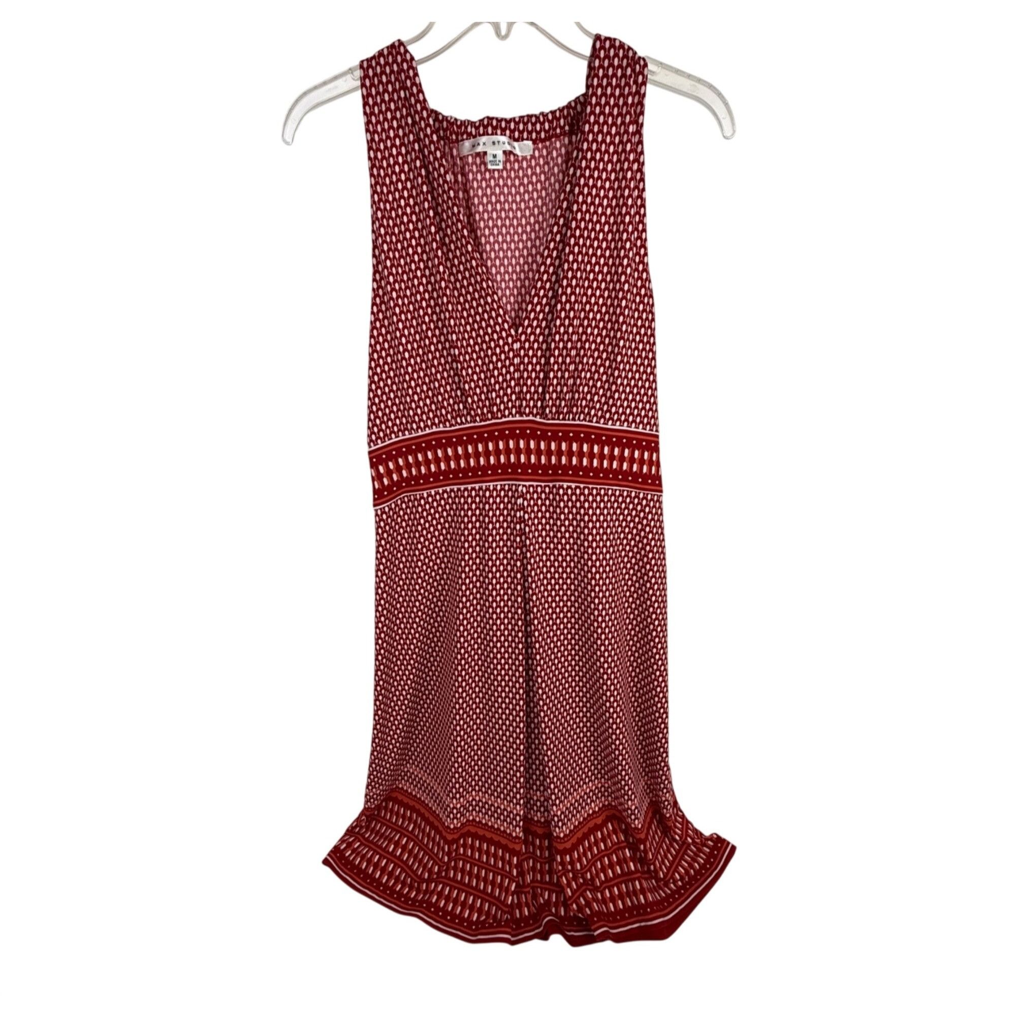 Other Max Studio Women's Sleeveless Summer Dress Red V-Neck Geomet Size M / US 6-8 / IT 42-44 - 1 Thumbnail