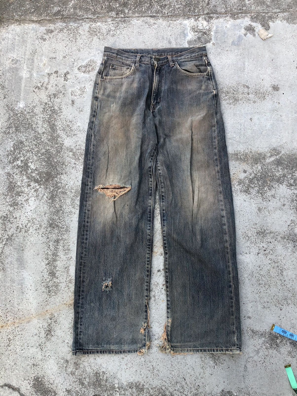 Japanese Brand BAGGY RUSTY BLUE DISTRESSED DENIM BY GOLD RUSH Size US 31 - 1 Thumbnail