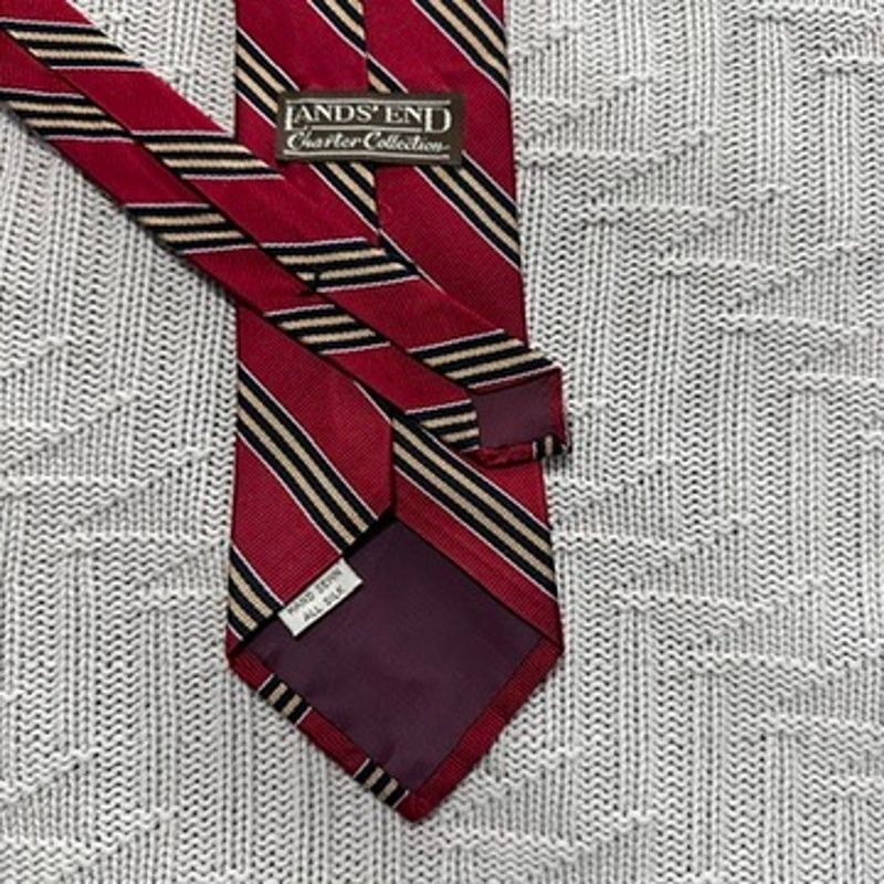 Lands' End Lands End red and gold striped silk tie Size ONE SIZE - 3 Thumbnail