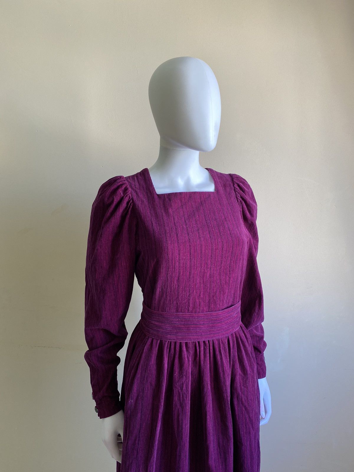 Laura Ashley Vintage 80s Laura Ashley Pink/Purple Belted Midi Dress Size M / US 6-8 / IT 42-44 - 4 Thumbnail