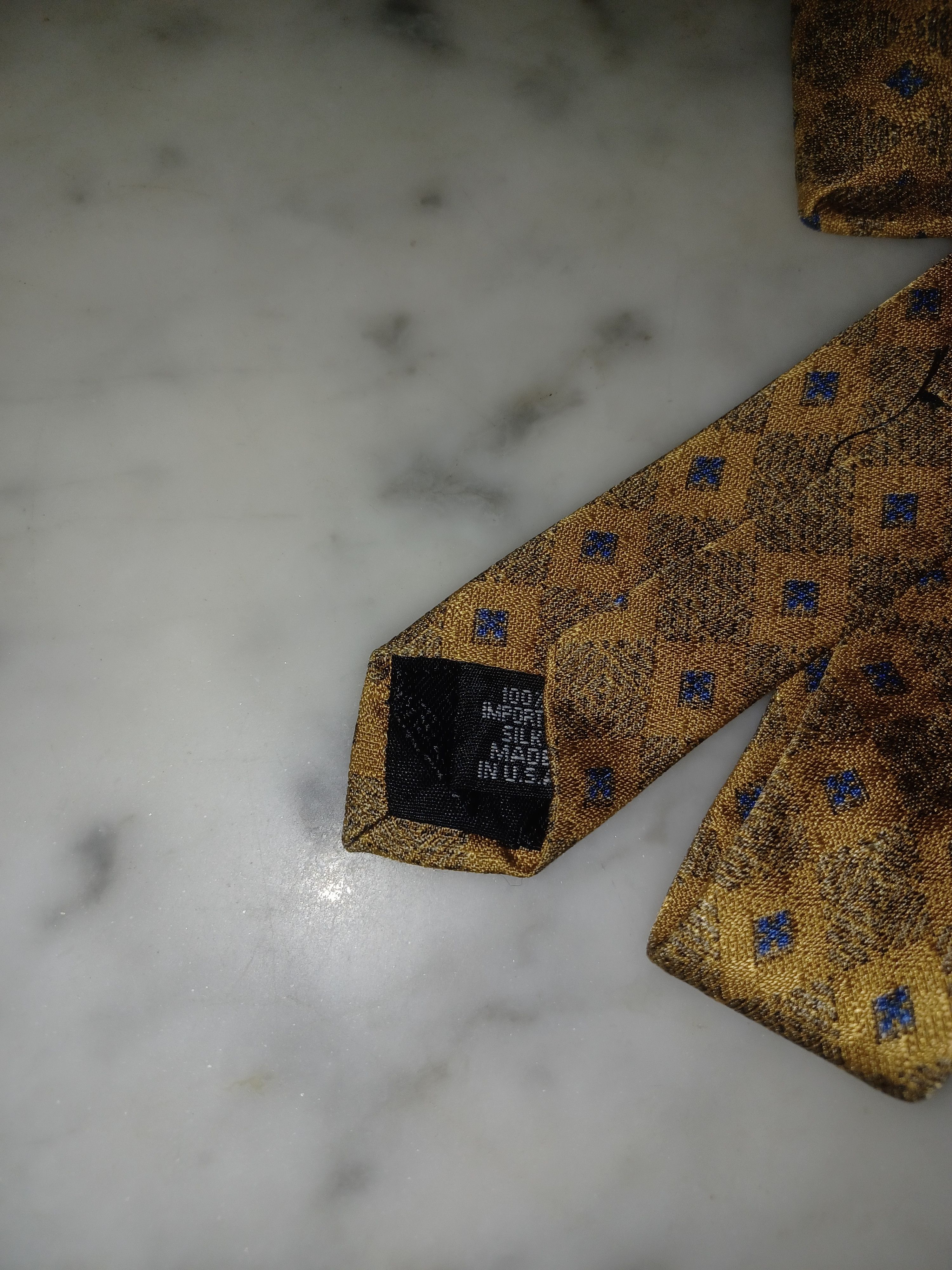 Guess Vintage Guess Men's 100% Silk Tie Gold Size ONE SIZE - 1 Thumbnail