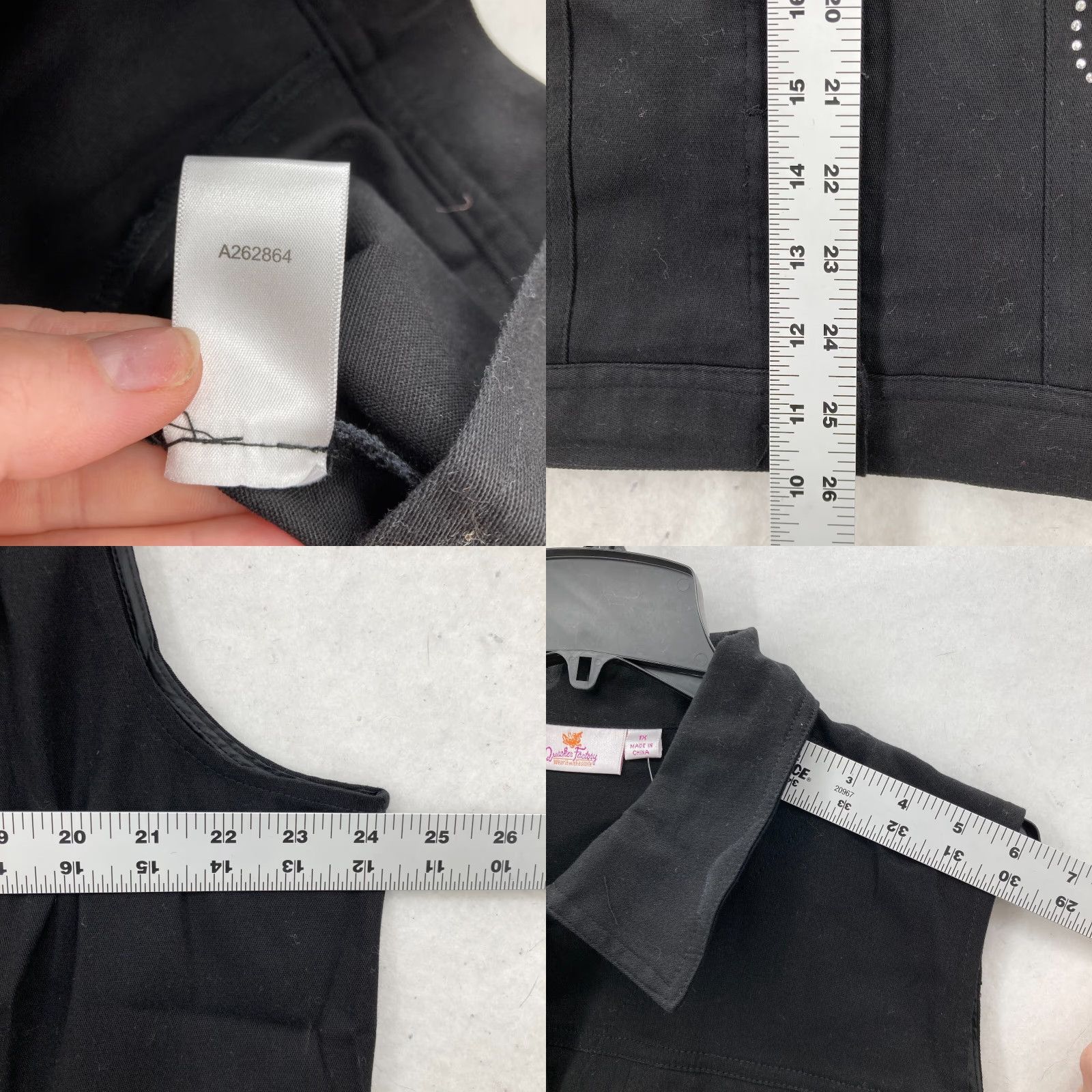 Quacker Factory Quacker Factory Black Twill Vest 1X Rhinestone Embellished Button Front Western Size XL / US 12-14 / IT 48-50 - 8 Thumbnail