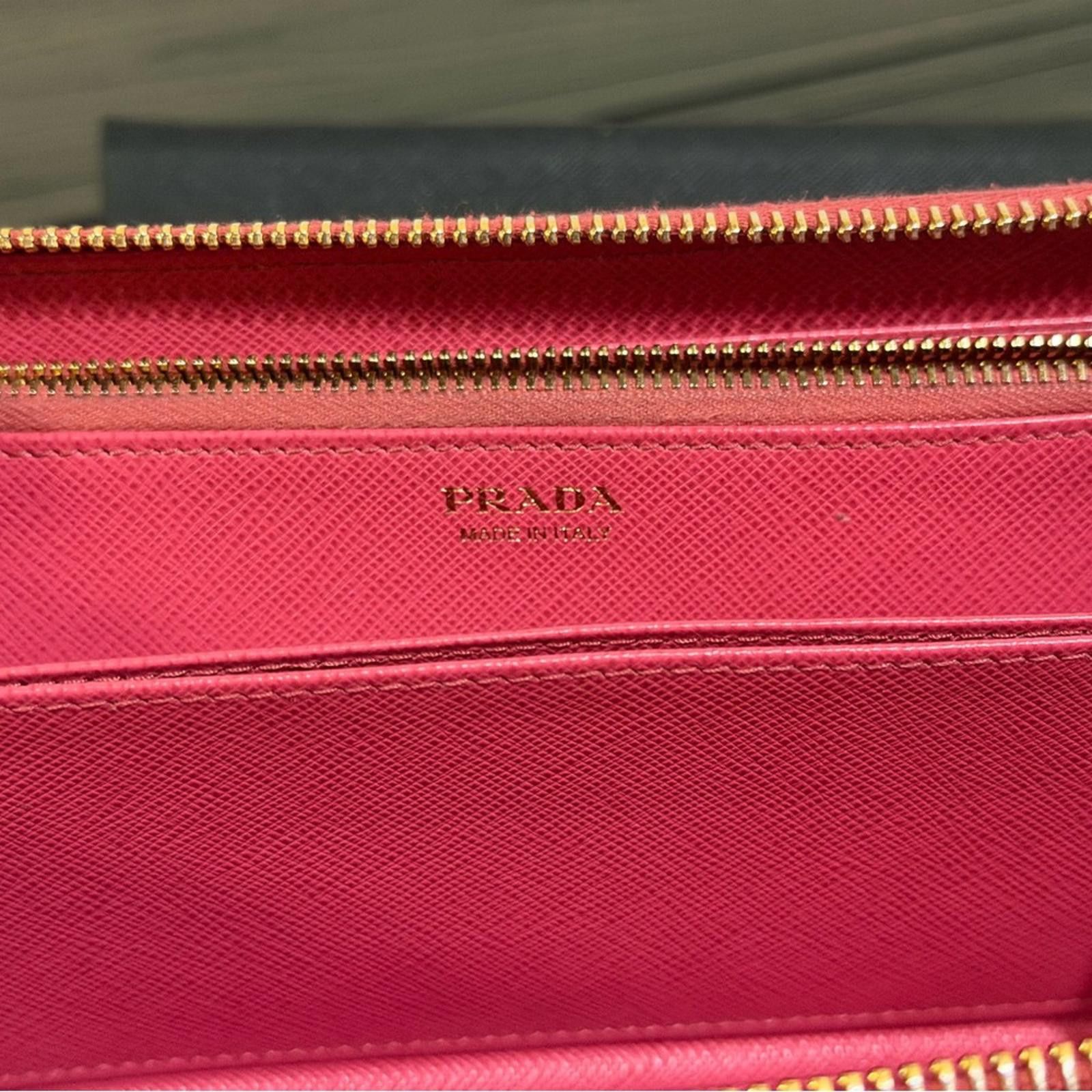 Prada Prada Large Fuchsia Saffiano Leather Zip Wallet Size ONE SIZE - 5 Thumbnail