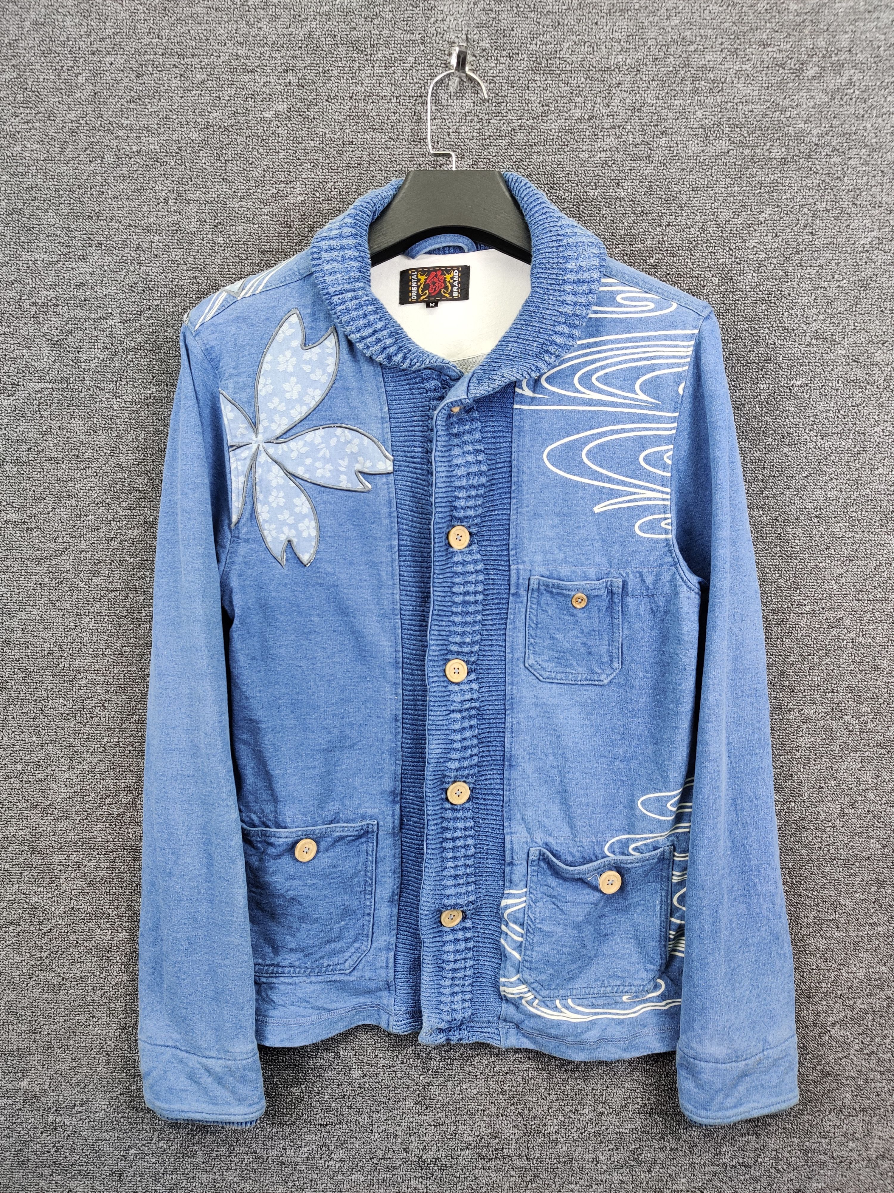 Japanese Brand Oriental Brand Nishiki Cherry Blossom Denim Button Jacket Size US M / EU 48-50 / 2 - 1 Thumbnail